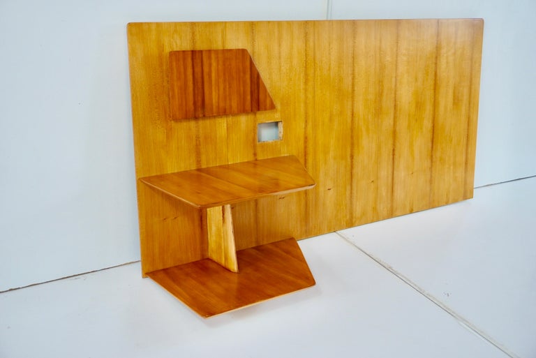 Mid-20th Century Gio Ponti Single Elm Left Headboard with fitted bedside table, Hotel Royal, 1955 For Sale