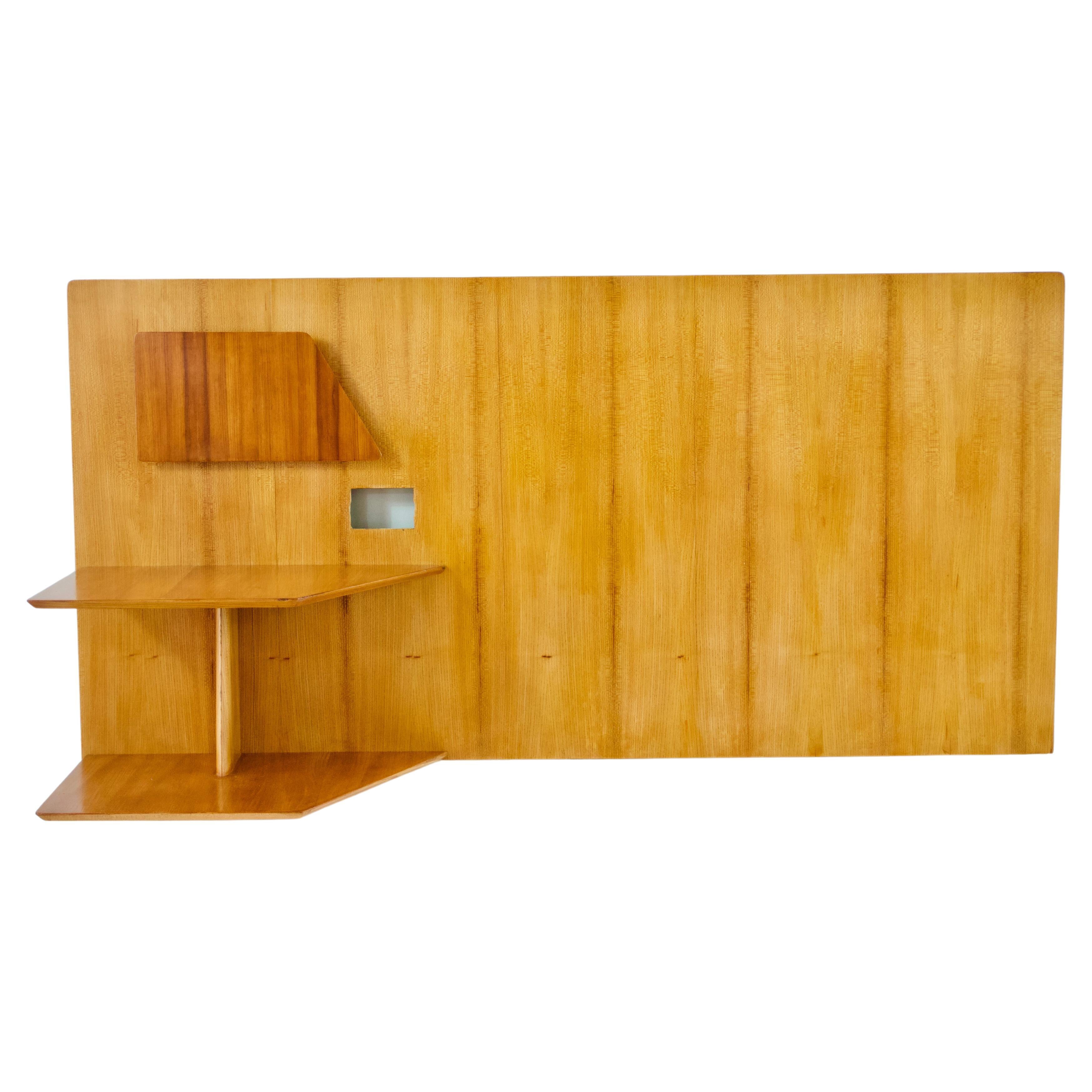 Gio Ponti Single Elm Left Headboard with fitted bedside table, Hotel Royal, 1955