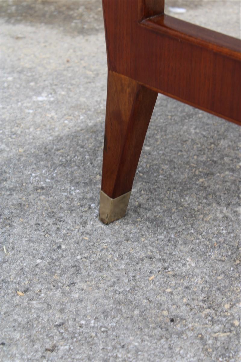 Gio Ponti Small Desk Mid-Century Italian Design Laminate Brass Walnut For Sale 11