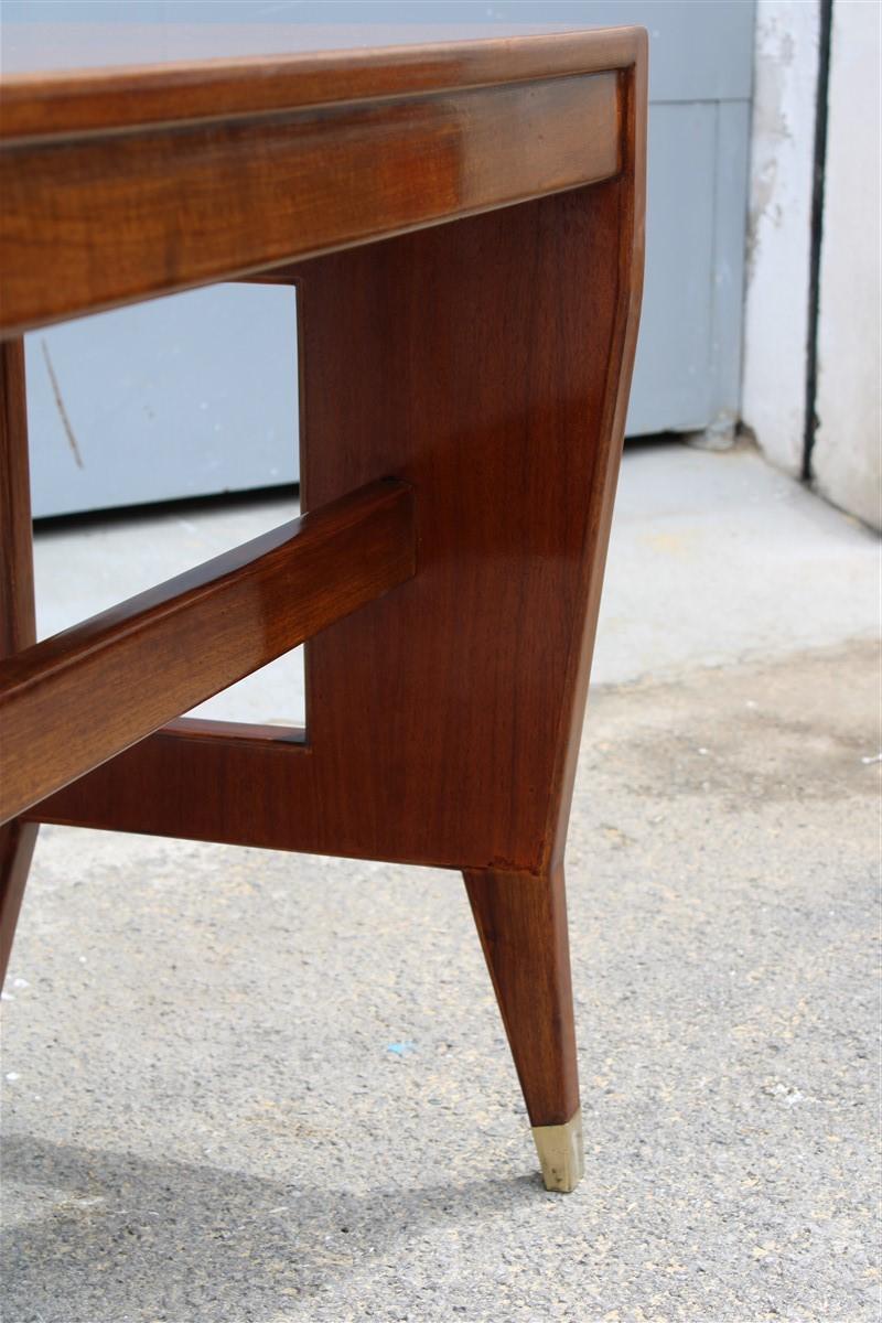 Gio Ponti Small Desk Mid-Century Italian Design Laminate Brass Walnut For Sale 12