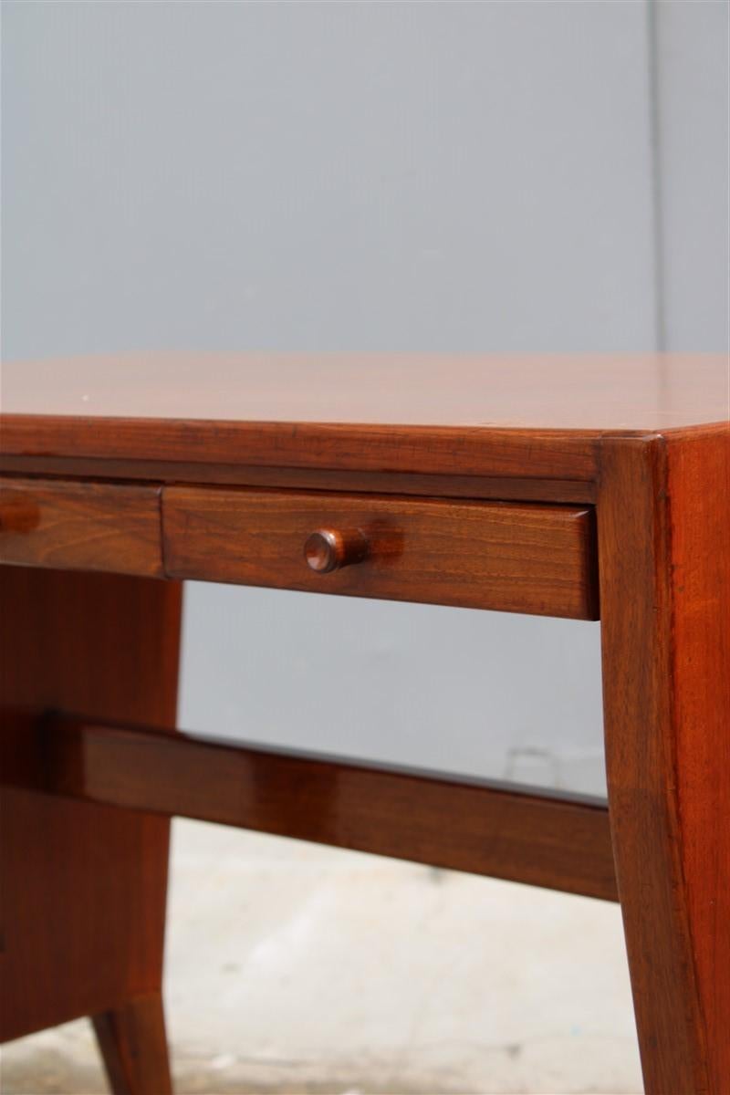 Gio Ponti Small Desk Mid-Century Italian Design Laminate Brass Walnut For Sale 2