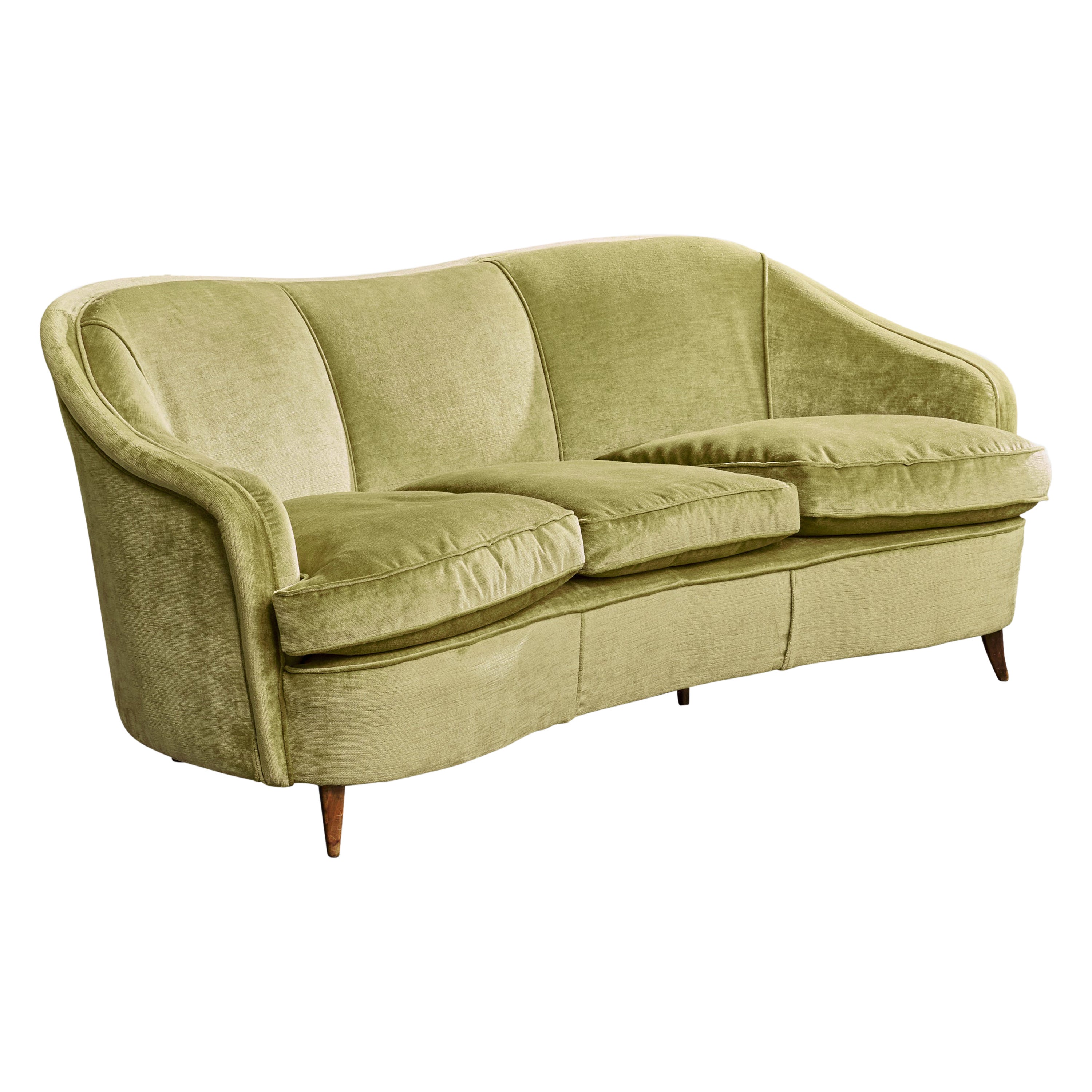 Gio Ponti, Sofa, Velvet, Wood, Italy, 1940s