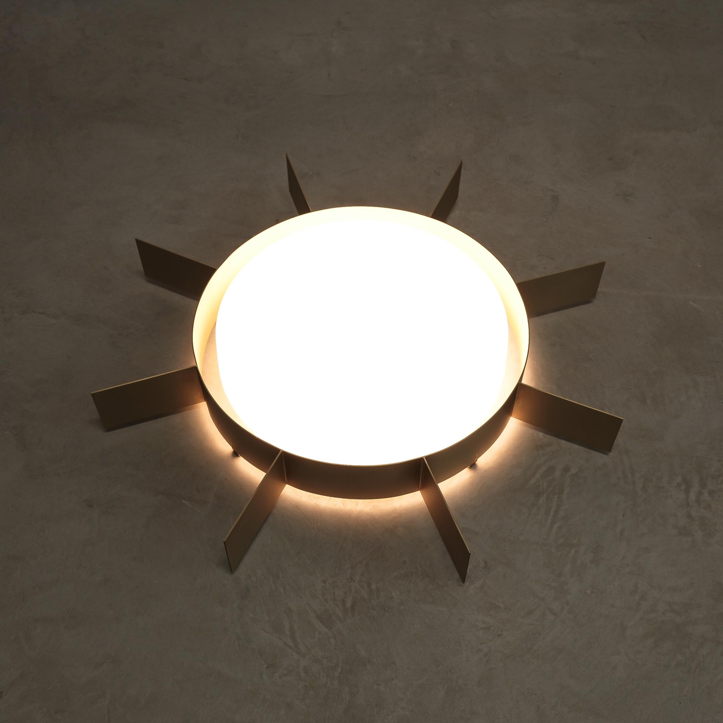 Contemporary Gio Ponti Sole Sun Brass Opal Glass Brass Flush Mount Limited Edition, Italy