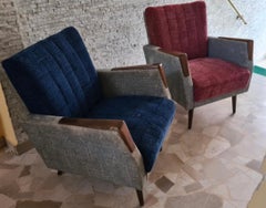 Fauteuils à empiècement en bois style Stile de Gio Ponti, 1950, Italie