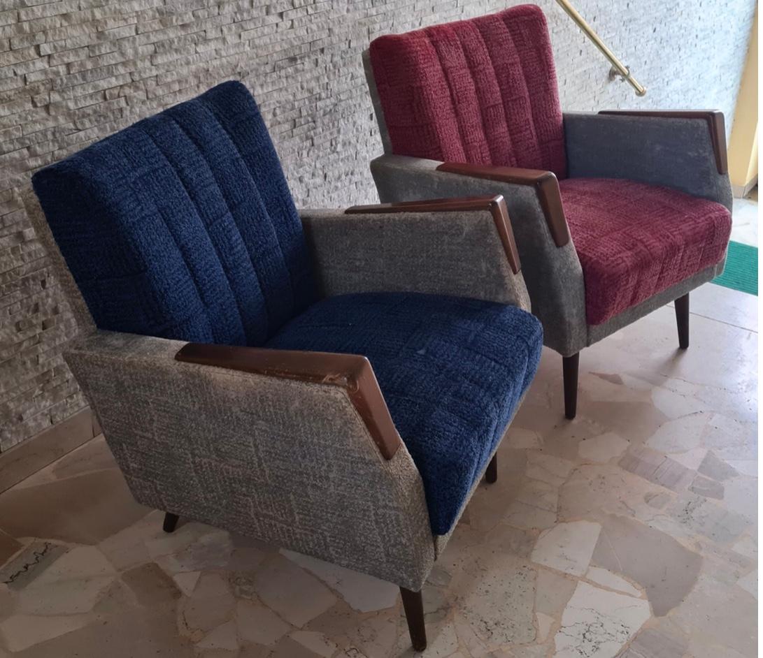 Other Gio Ponti “Stile” Armchairs couples Wood stuffing Cloth, 1950, Italy For Sale
