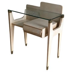Gio’ Ponti “ Stile “ Bedside Tables Brass Wood Glass 1950 Italy 