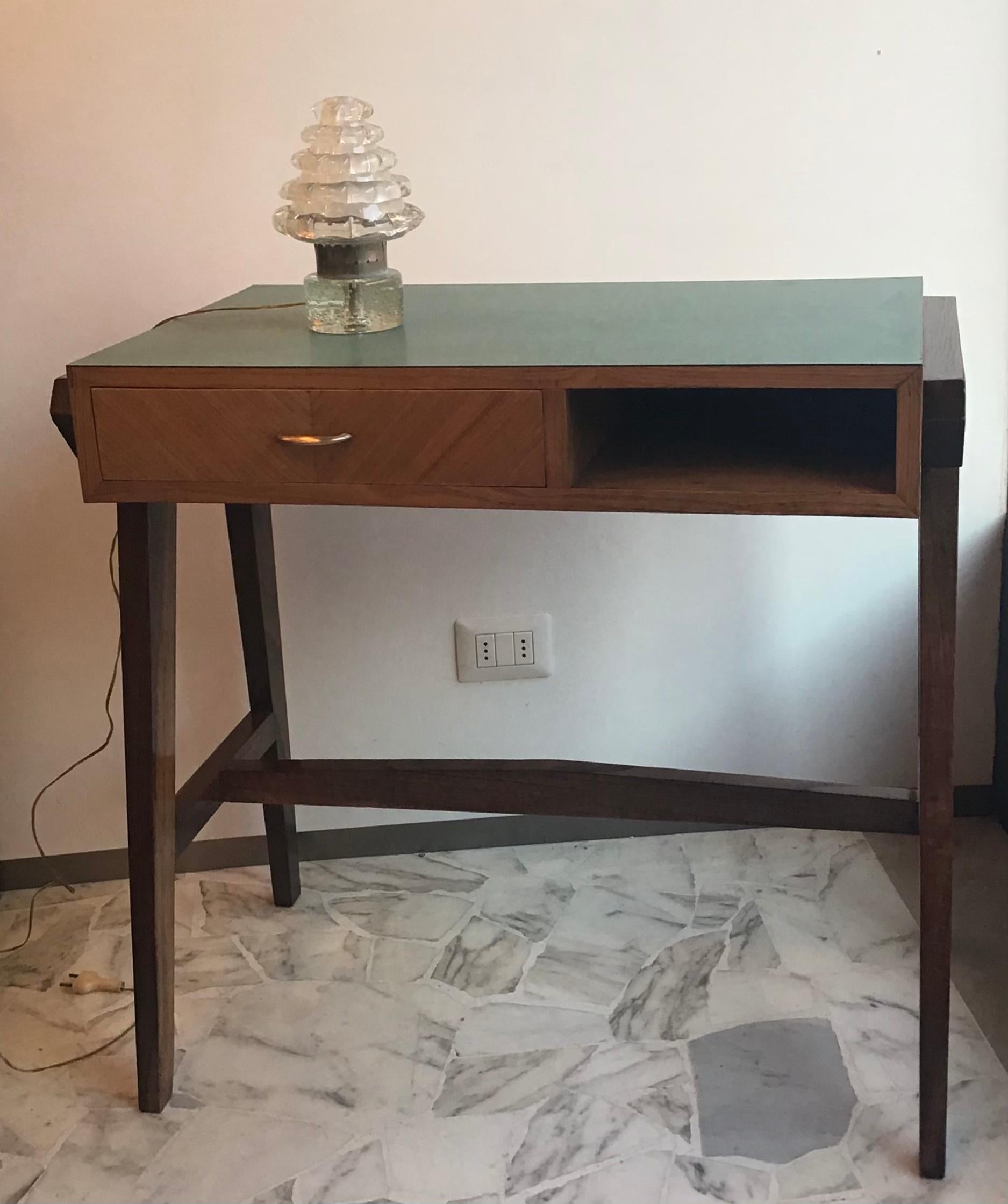 Gio Ponti “Stile” desk wood brass, 1950, Italy.