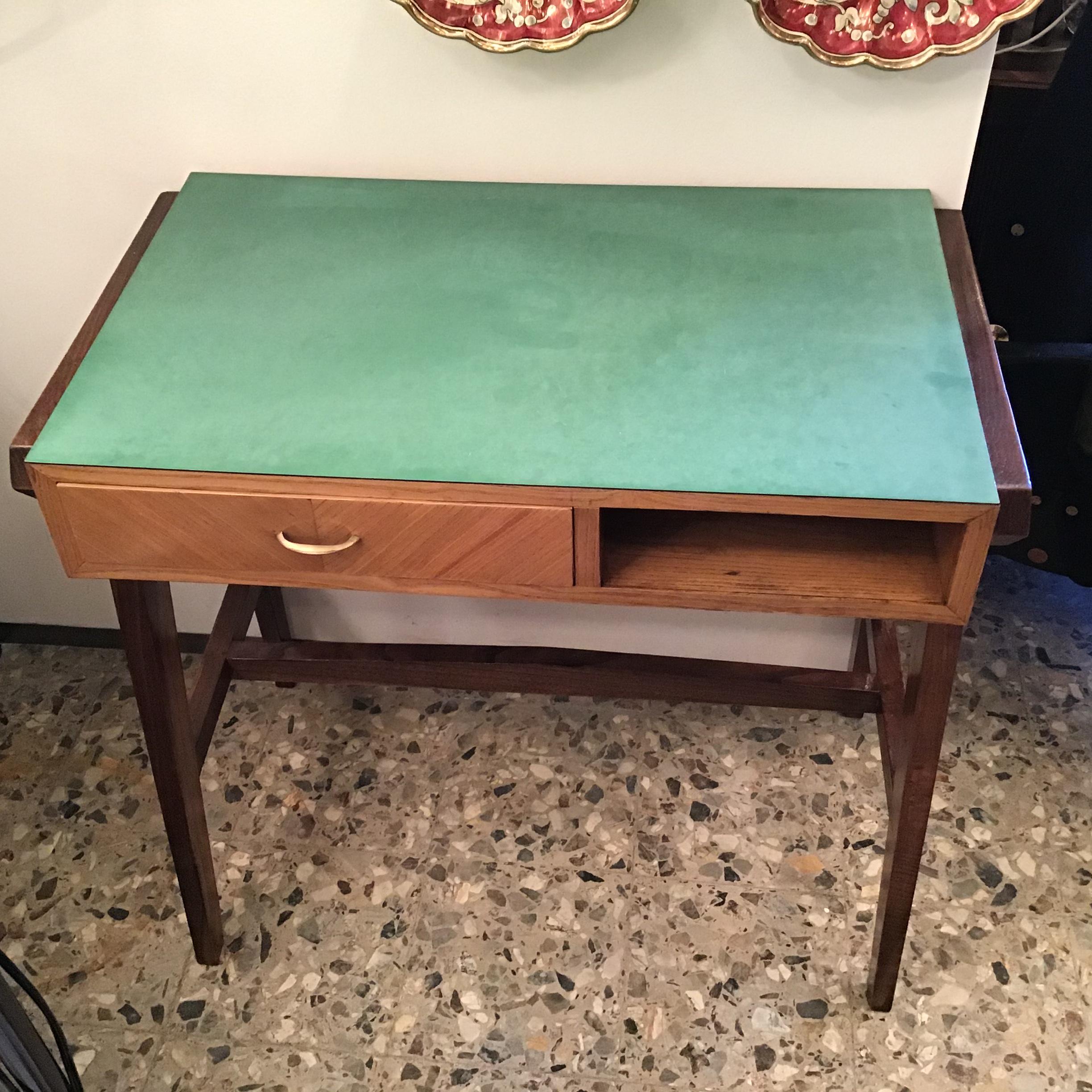 Gio Ponti “Stile” desk wood brass, 1950, Italy.