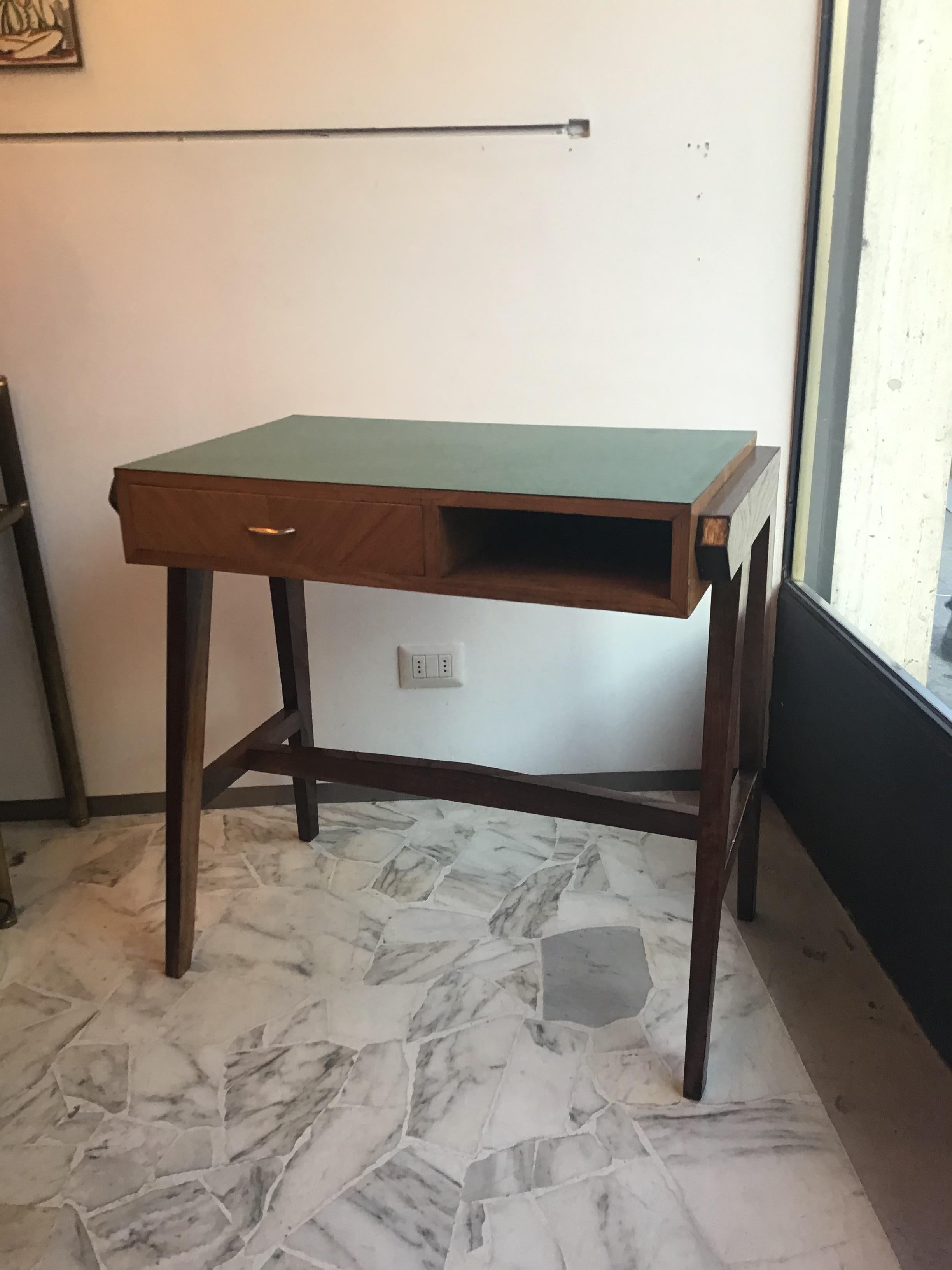 Other Gio Ponti “Stile” Desk Wood Brass, 1950, Italy For Sale