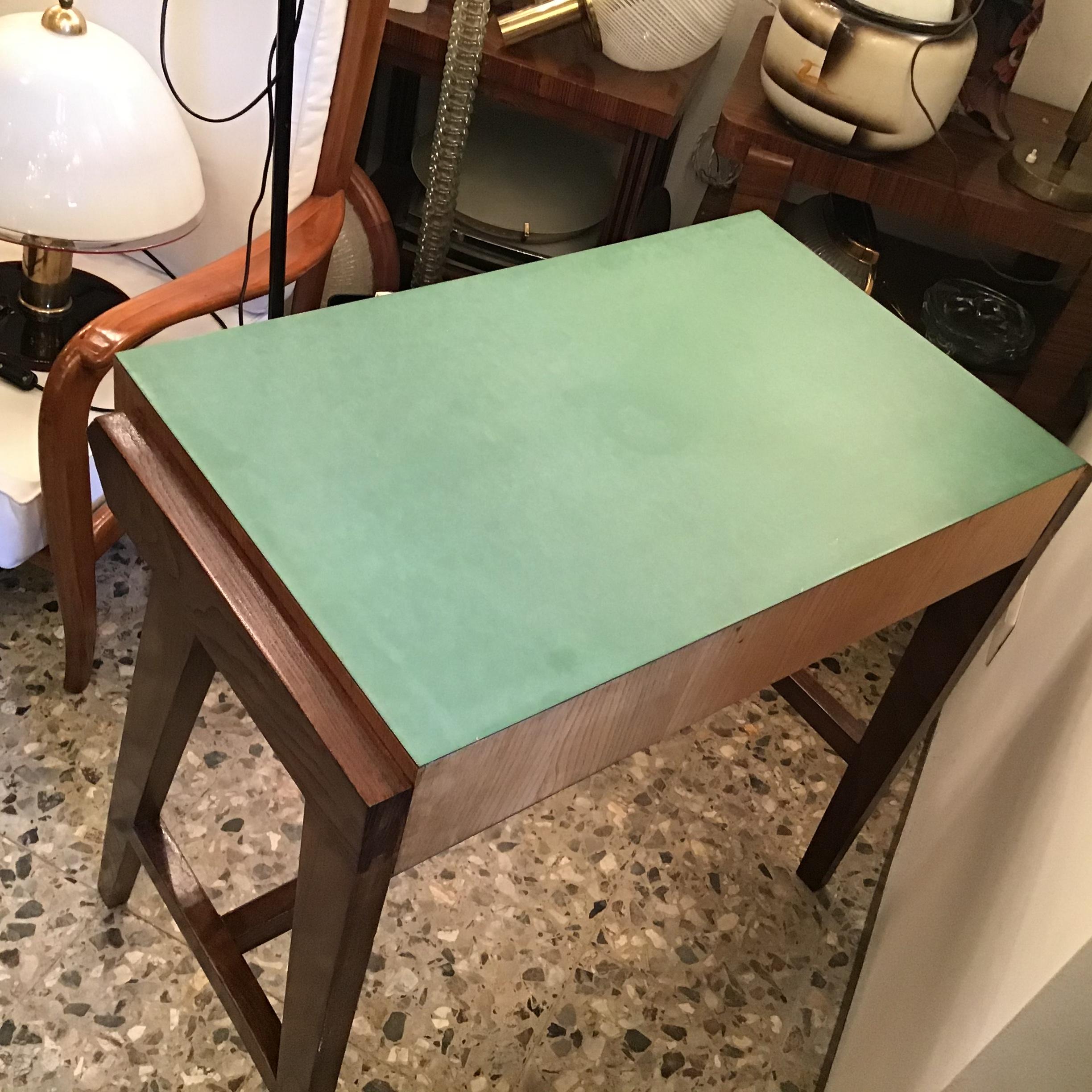 Italian Gio Ponti “Stile” Desk Wood Brass, 1950, Italy For Sale