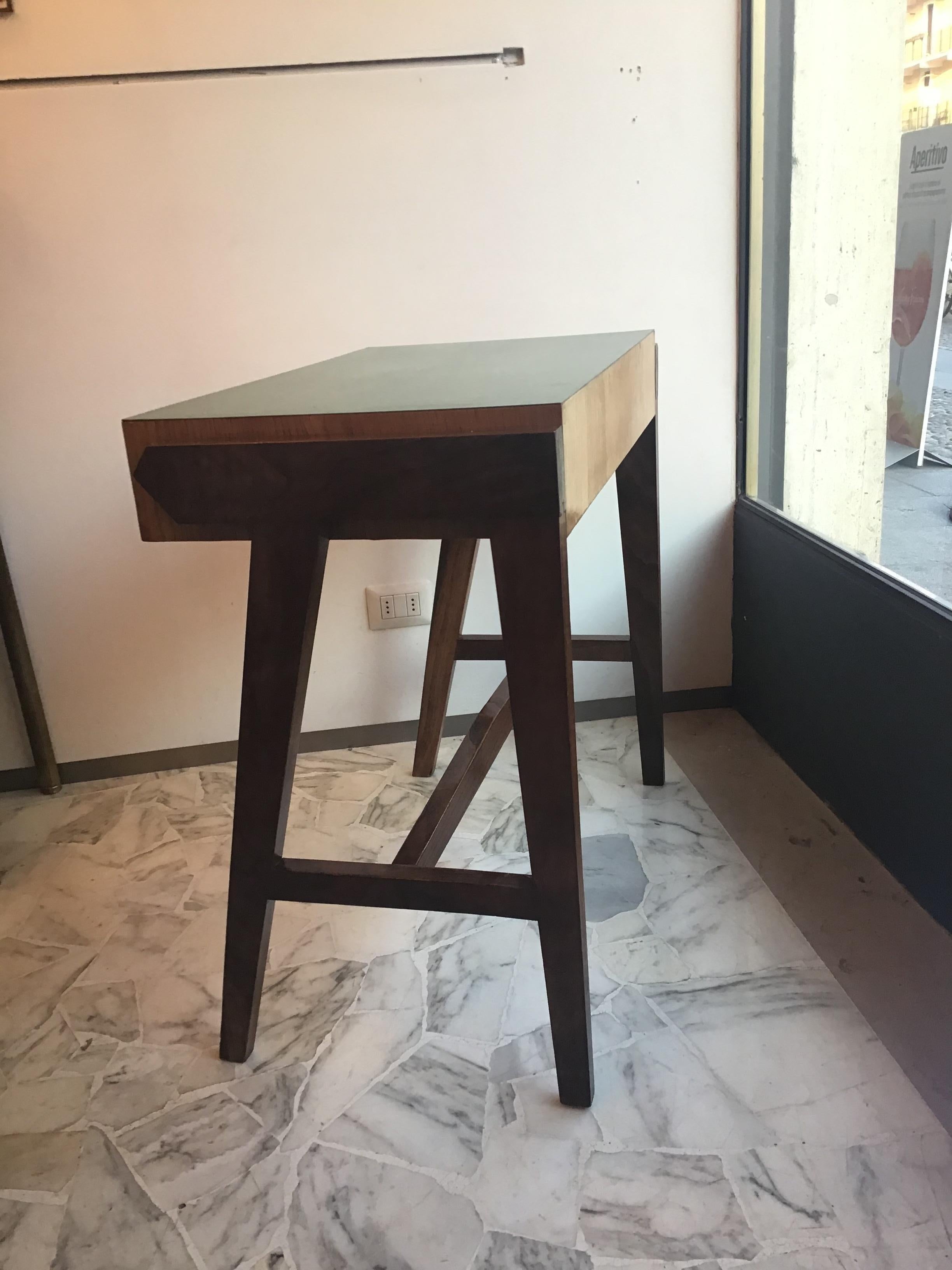 Other Gio Ponti “Stile” Desk Wood Brass, 1950, Italy For Sale