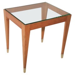 Gio Ponti Stile Mid Century Italian 4 Legs Brass Feet and Thick Beveled Glass