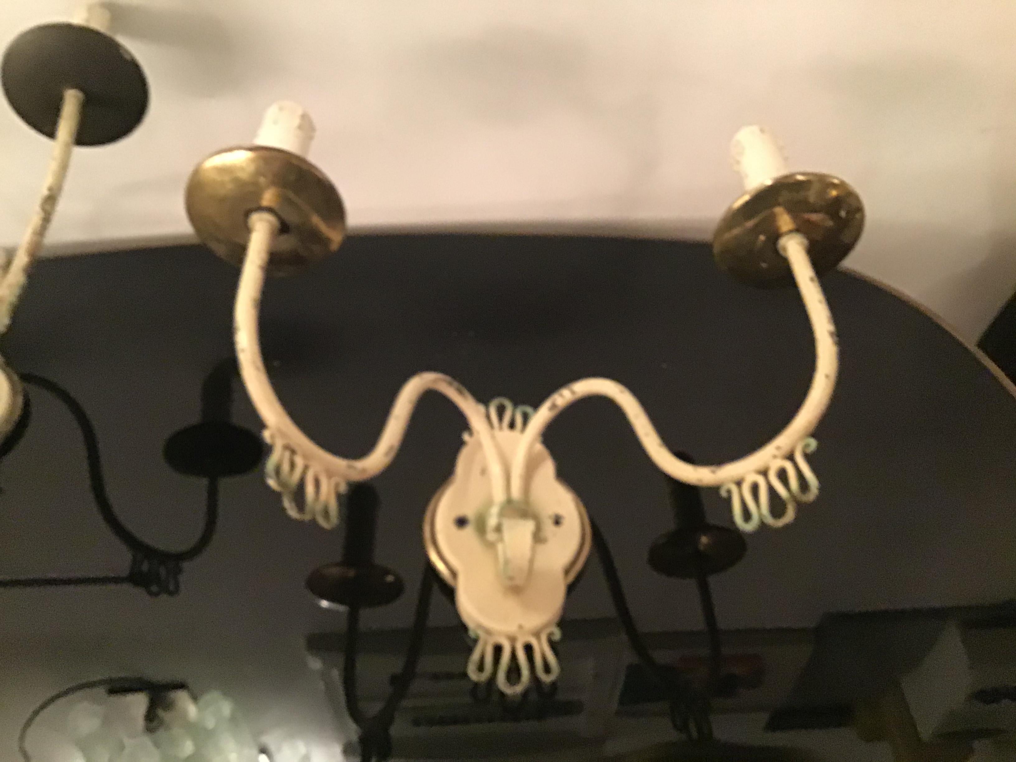 Gio Ponti Stile Sconces Brass Metal 1940 Italy In Good Condition For Sale In Milano, IT