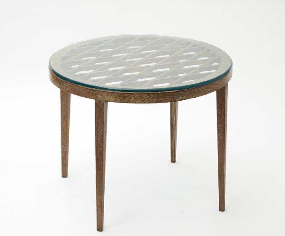 Italian Gio‘ Ponti “stile” Table Wood Glass, 1940, Italy