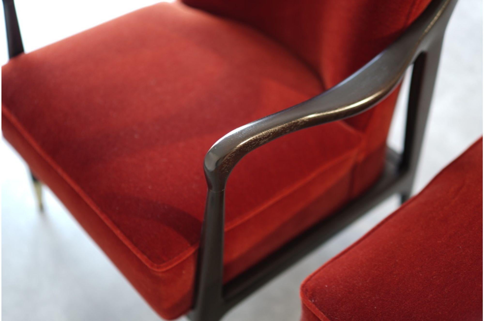 Silla de centro y reposapiés estilo Gio Ponti en mohair, c. 1950 en venta 1