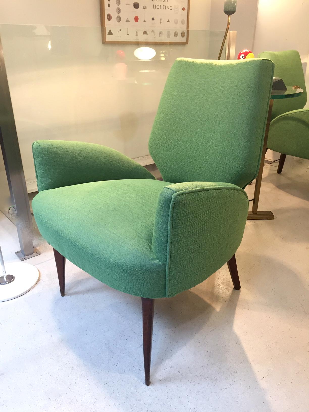 Fabric Gio Ponti Style Armchairs, 1950 For Sale
