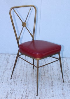 Gio Ponti Style Arrow Back Solid Brass Italian Vanity Chair
