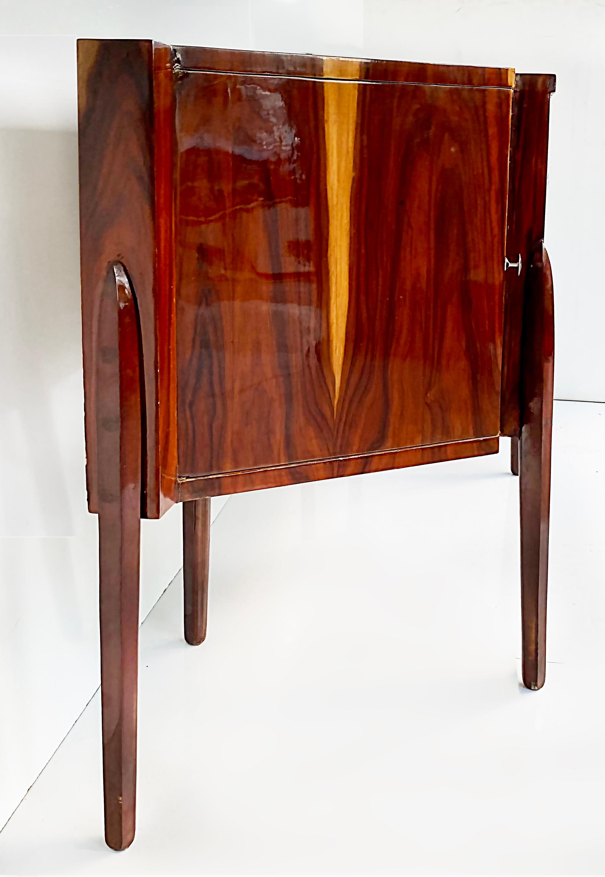 20th Century Gio Ponti Style Art Deco Exotic Wood Four Door Cabinet with Painted Decoration