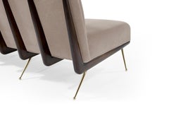 Gio Ponti Style Boomerang Sofa on Brass Legs