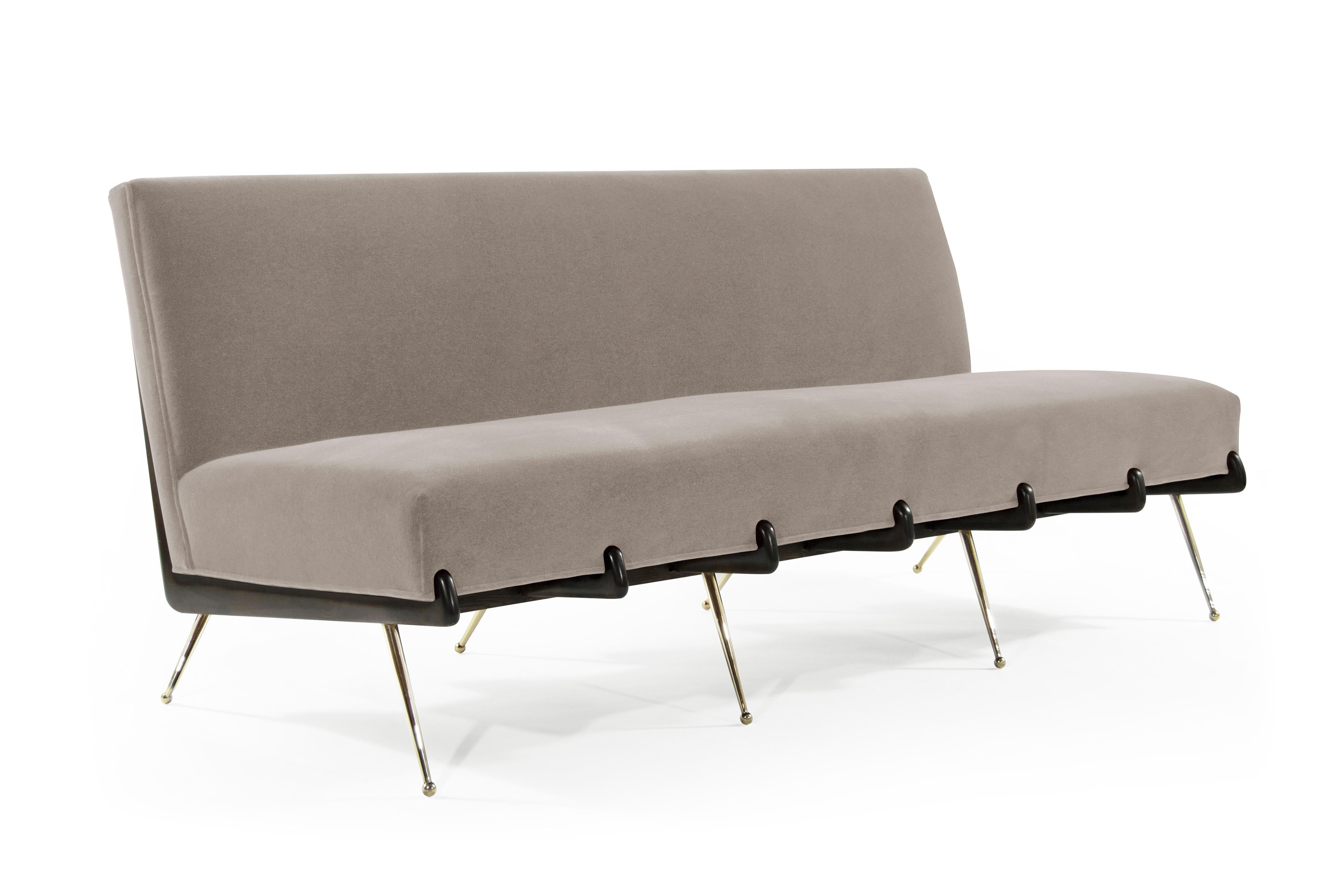 Gio Ponti Style Boomerang Sofa on Brass Legs 2