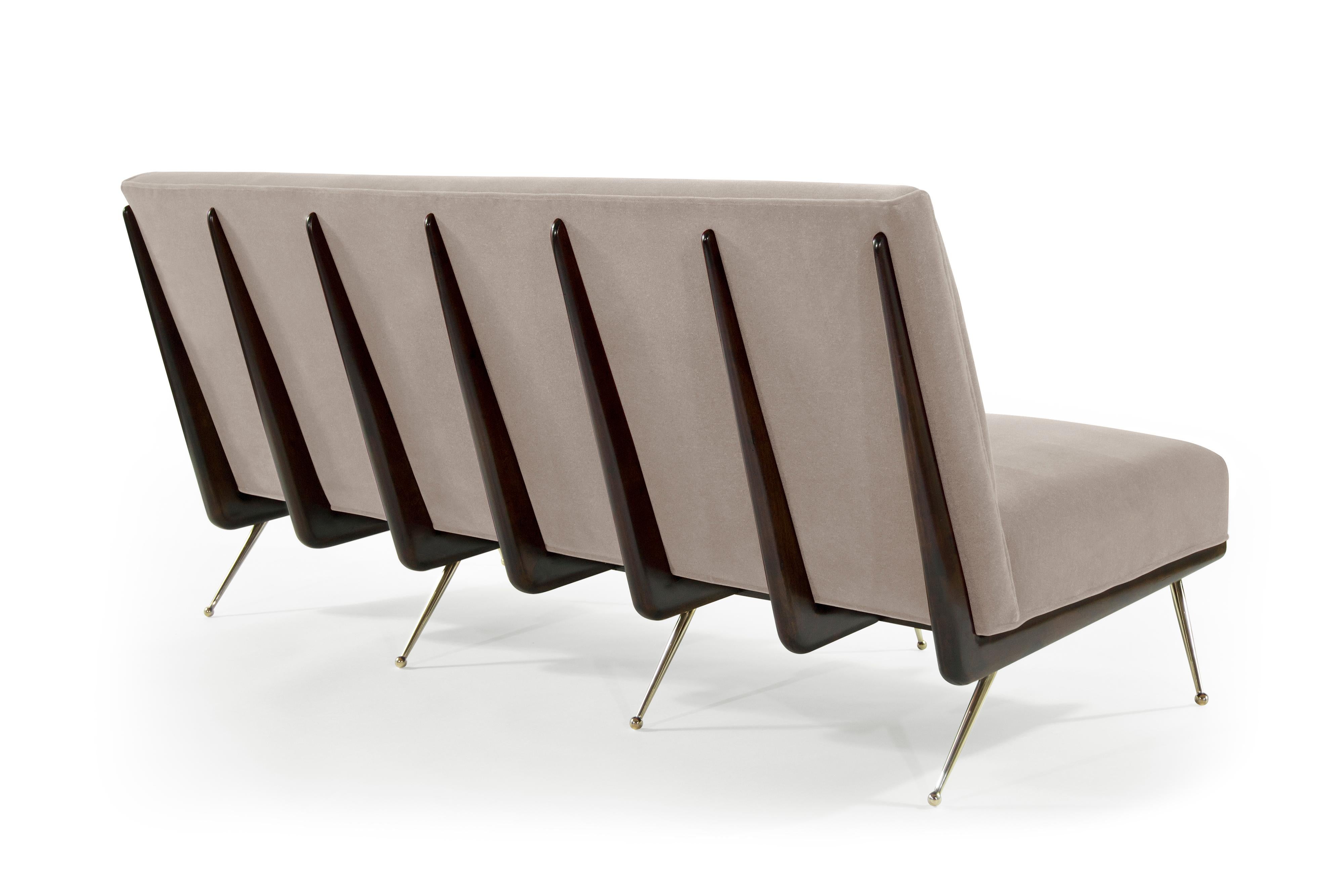 Gio Ponti Style Boomerang Sofa on Brass Legs 3