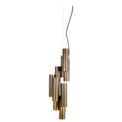 Lampe cylindrique multi-cylindres en laiton de style Gio Ponti, Lumière Bologna en Italie