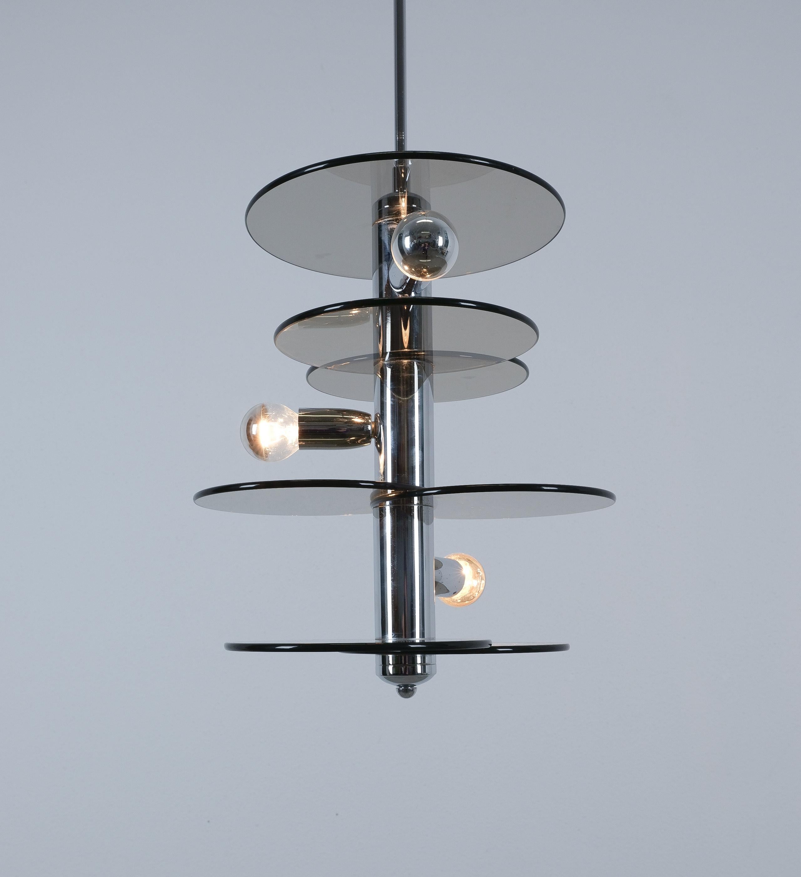 Lampadario in vetro cromato in stile Gio Ponti, 1960 in vendita 3