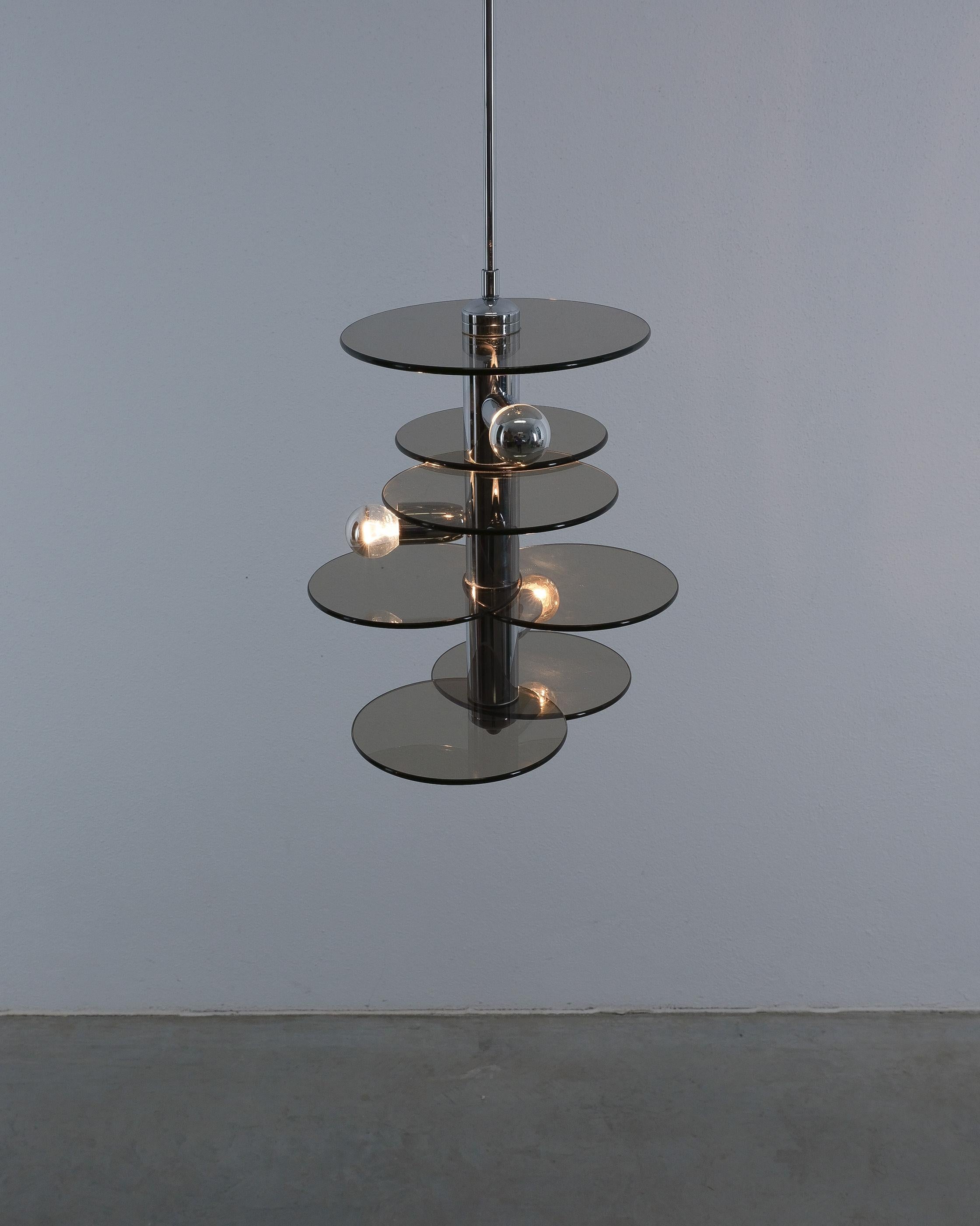 Lampadario in vetro cromato in stile Gio Ponti, 1960 in vendita 4