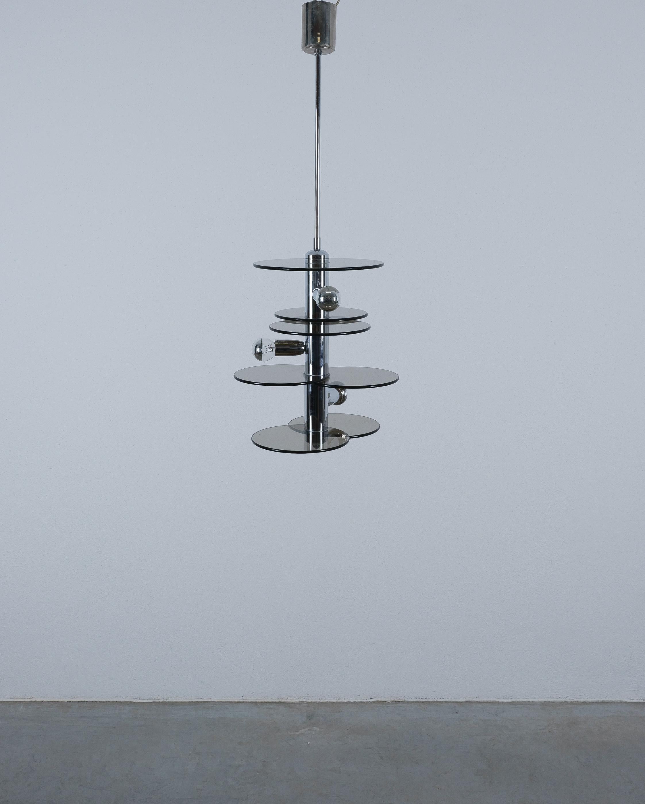 Italiano Lampadario in vetro cromato in stile Gio Ponti, 1960 in vendita