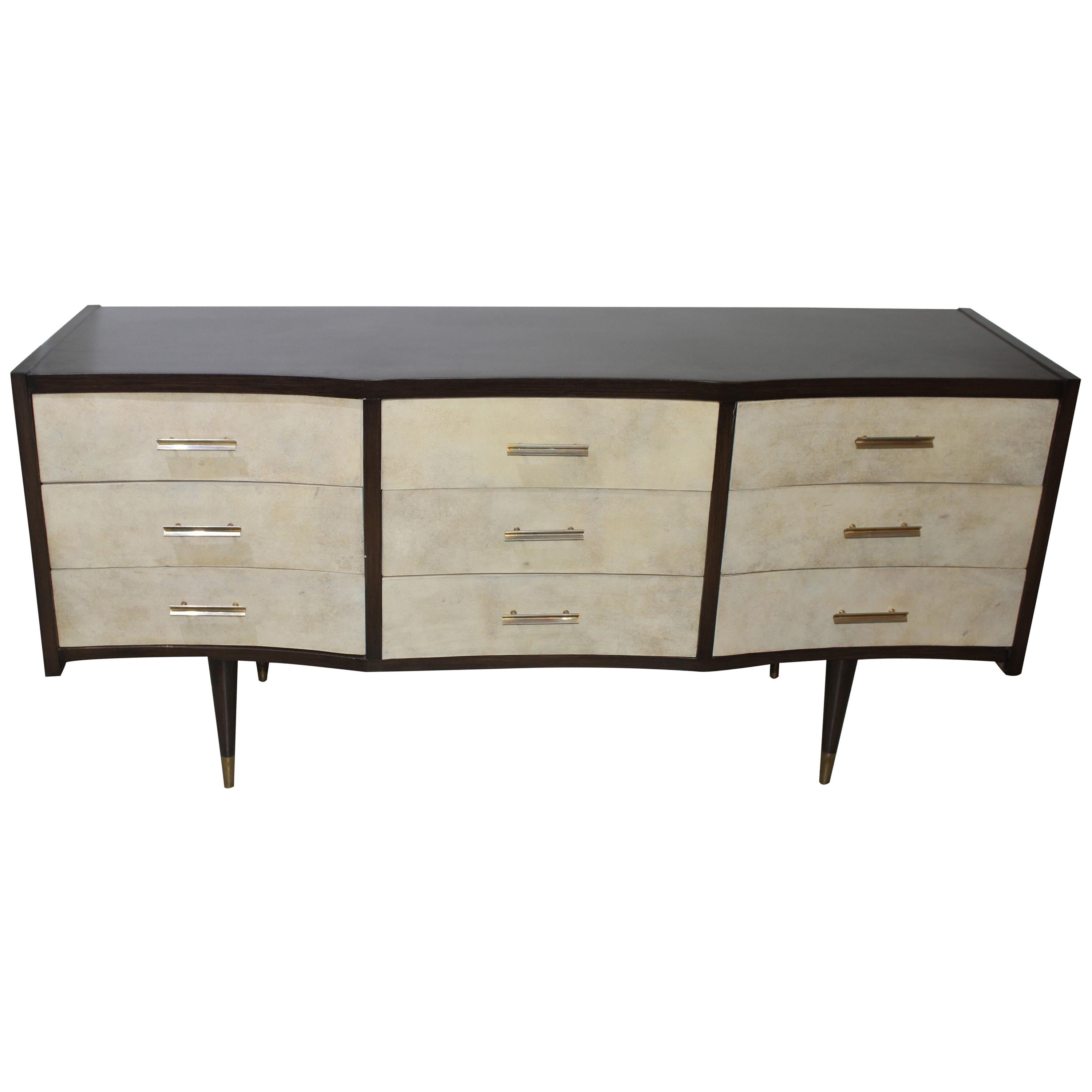 Gio Ponti Style Chest of Drawers in Goatskin