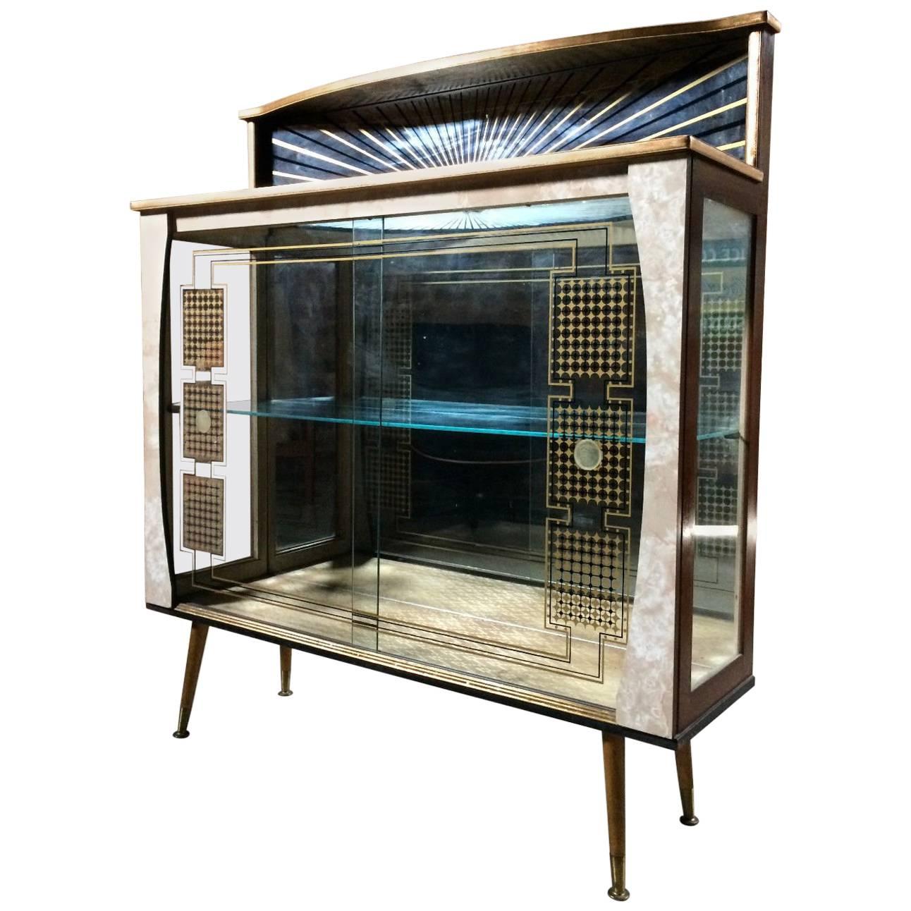 Gio Ponti Style Display Cabinet Drinks Cupboard Bar Italian, 1950s