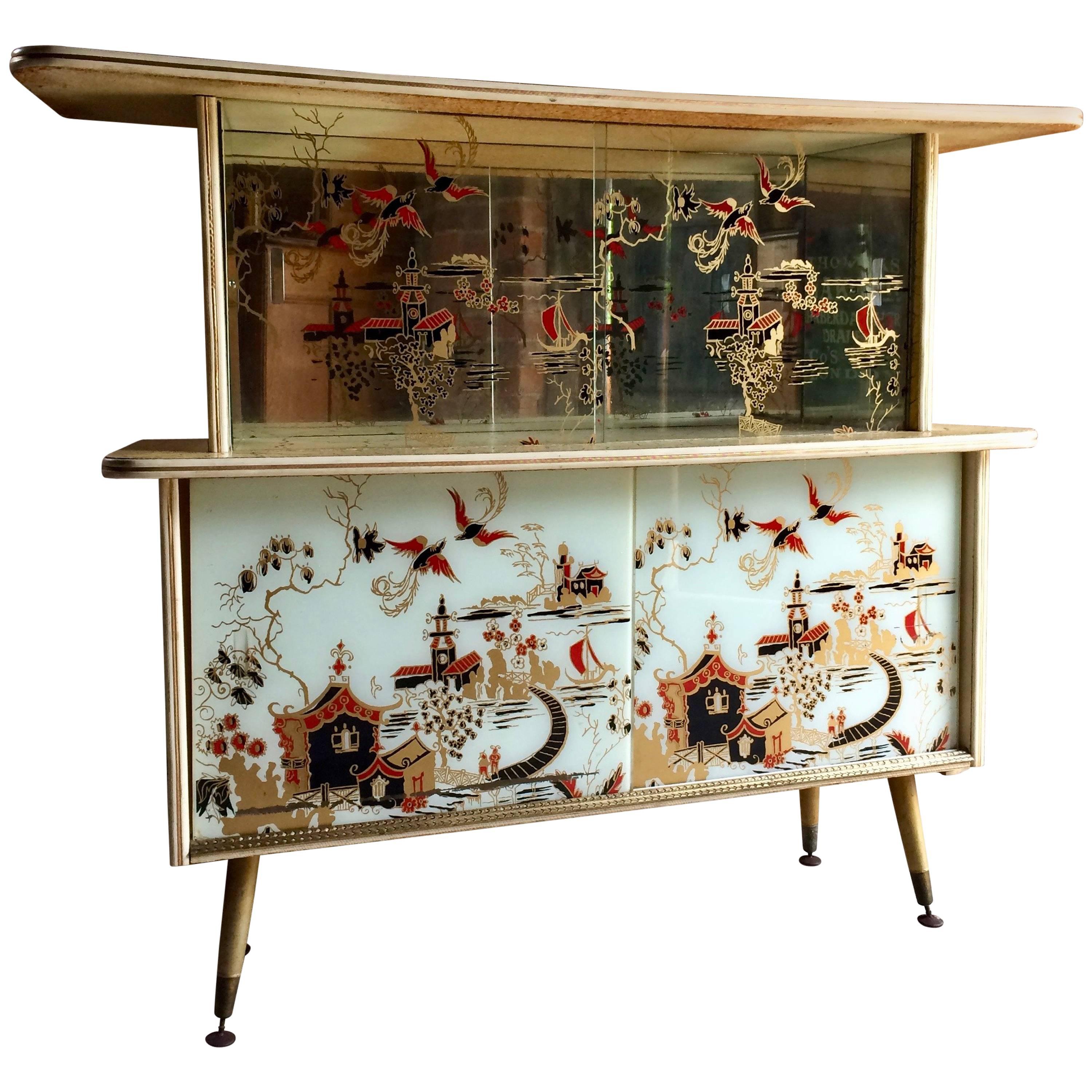 Gio Ponti Style Display Cabinet Drinks Cupboard Bar Italian, 1950s