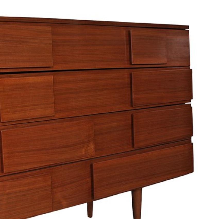 Mid-Century Modern Gio Ponti Style Four Drawer Commodes or Dressers, a Pair For Sale