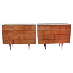 Gio Ponti Style Four Drawer Commodes or Dressers, a Pair