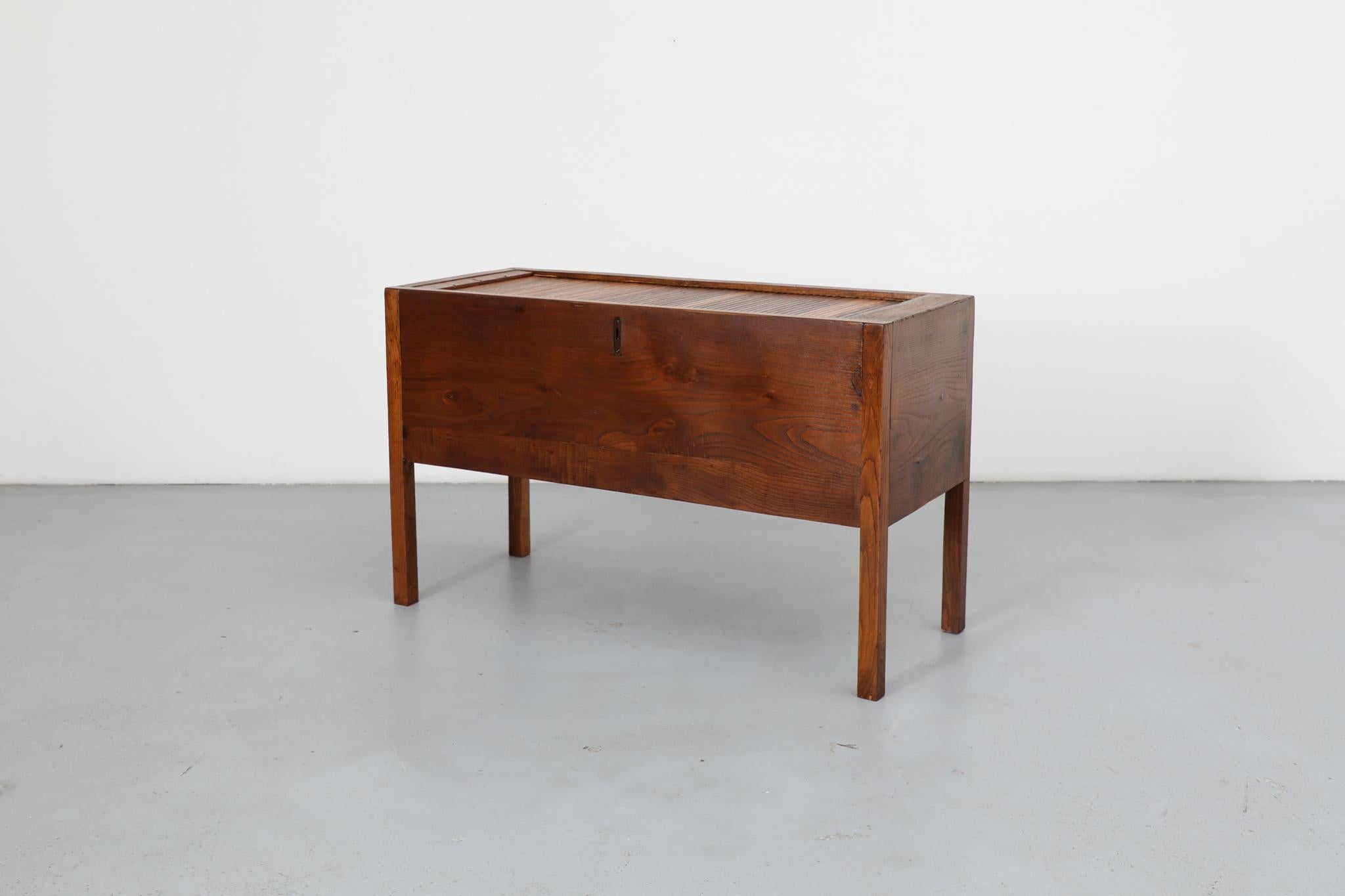 Gio Ponti Style Horizontal Tambour Storage Cabinet with Key For Sale 3