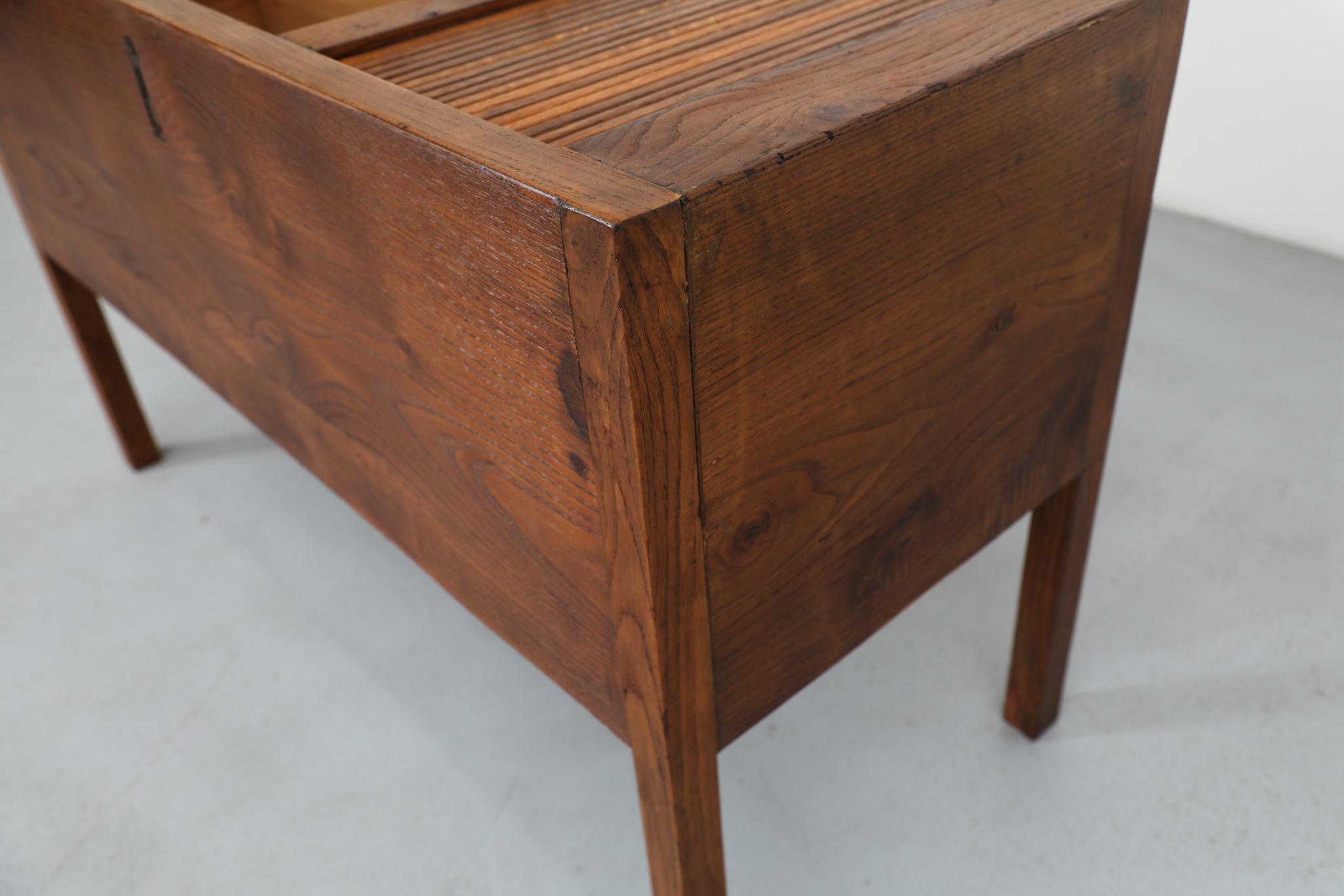Gio Ponti Style Horizontal Tambour Storage Cabinet with Key For Sale 7