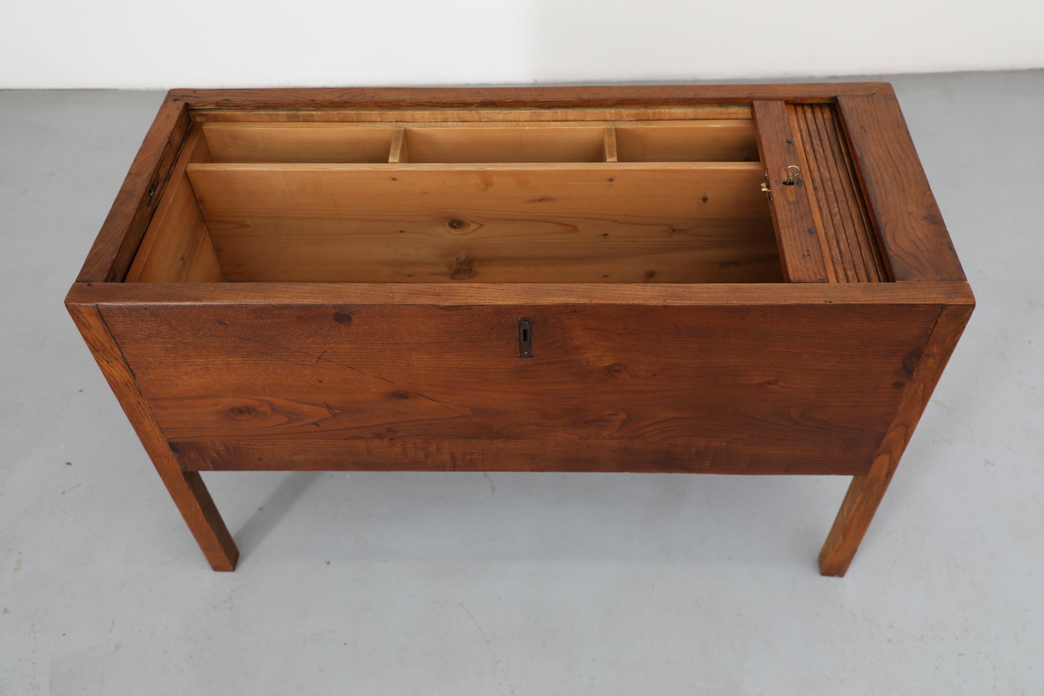 Gio Ponti Style Horizontal Tambour Storage Cabinet with Key For Sale 8