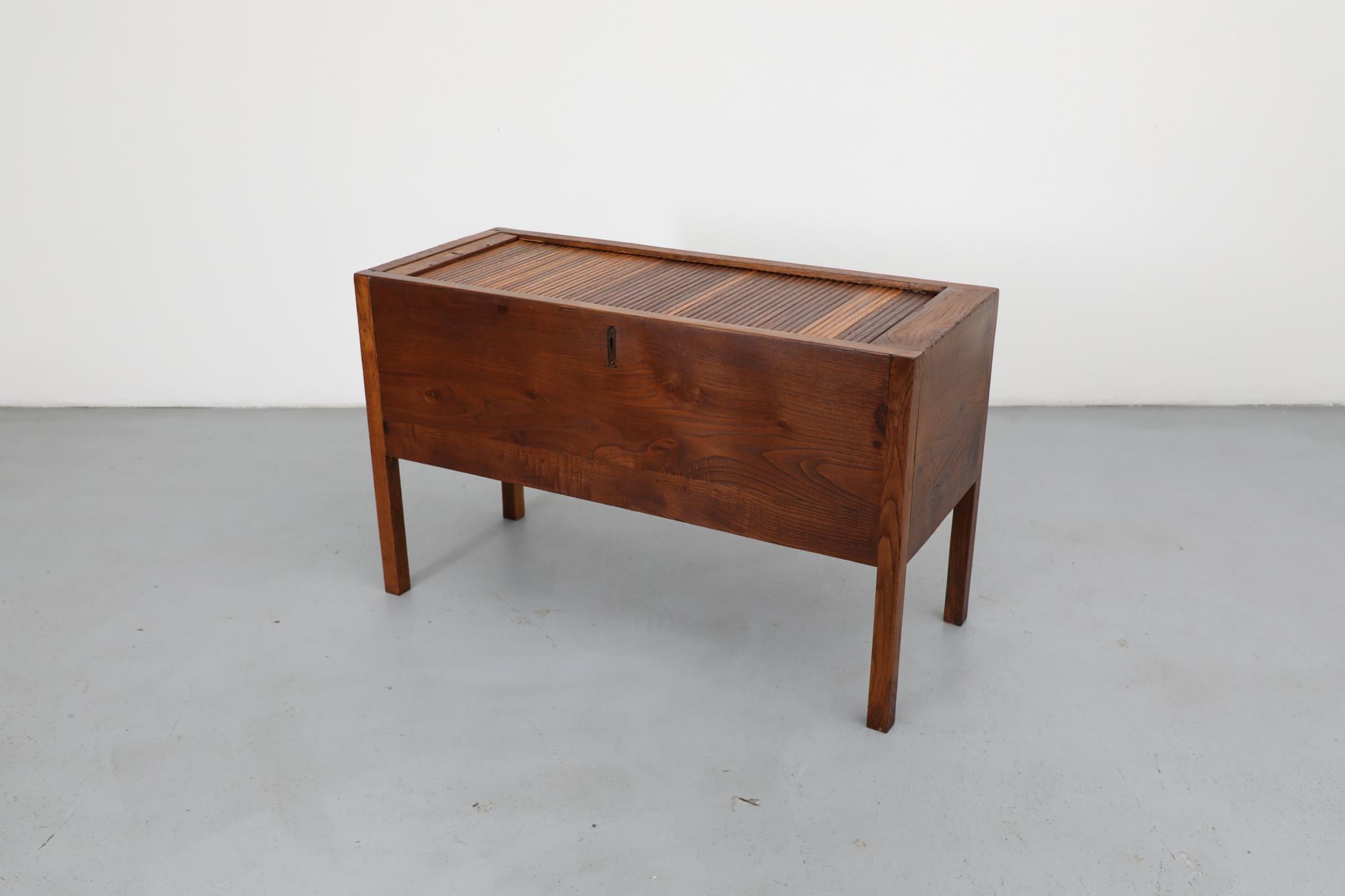 Gio Ponti Style Horizontal Tambour Storage Cabinet with Key For Sale 11