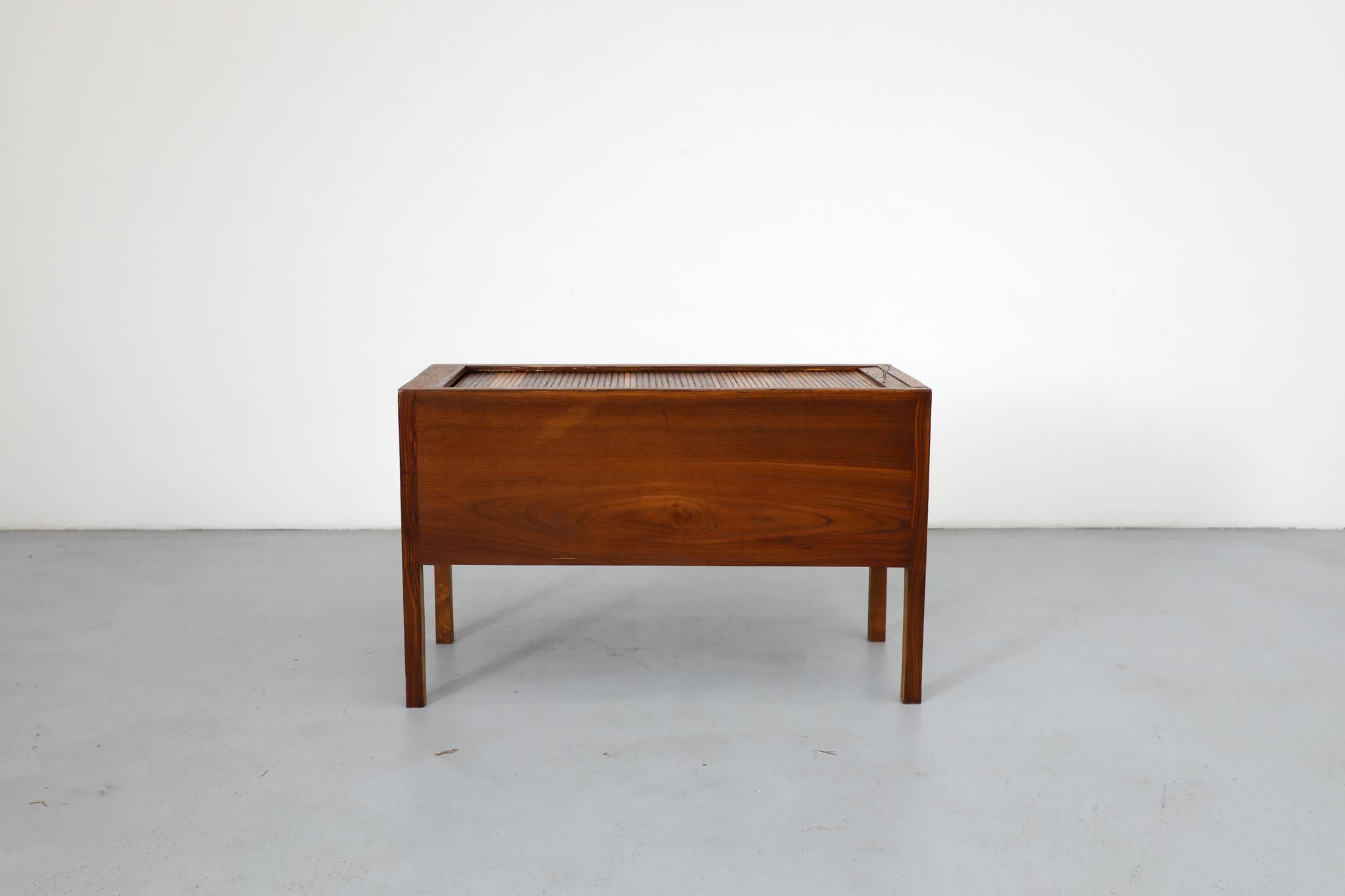 Mid-Century Modern Gio Ponti Style Horizontal Tambour Storage Cabinet with Key For Sale