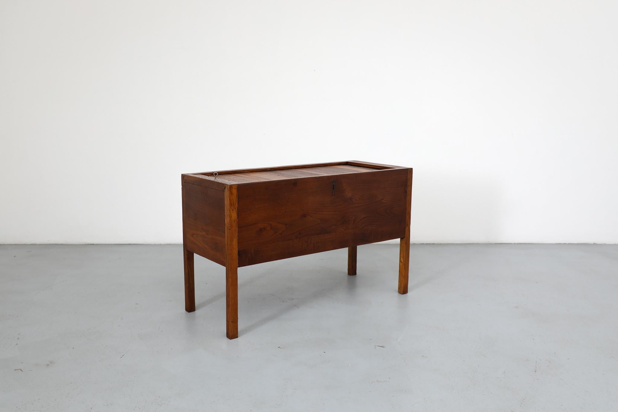 Mid-20th Century Gio Ponti Style Horizontal Tambour Storage Cabinet with Key For Sale