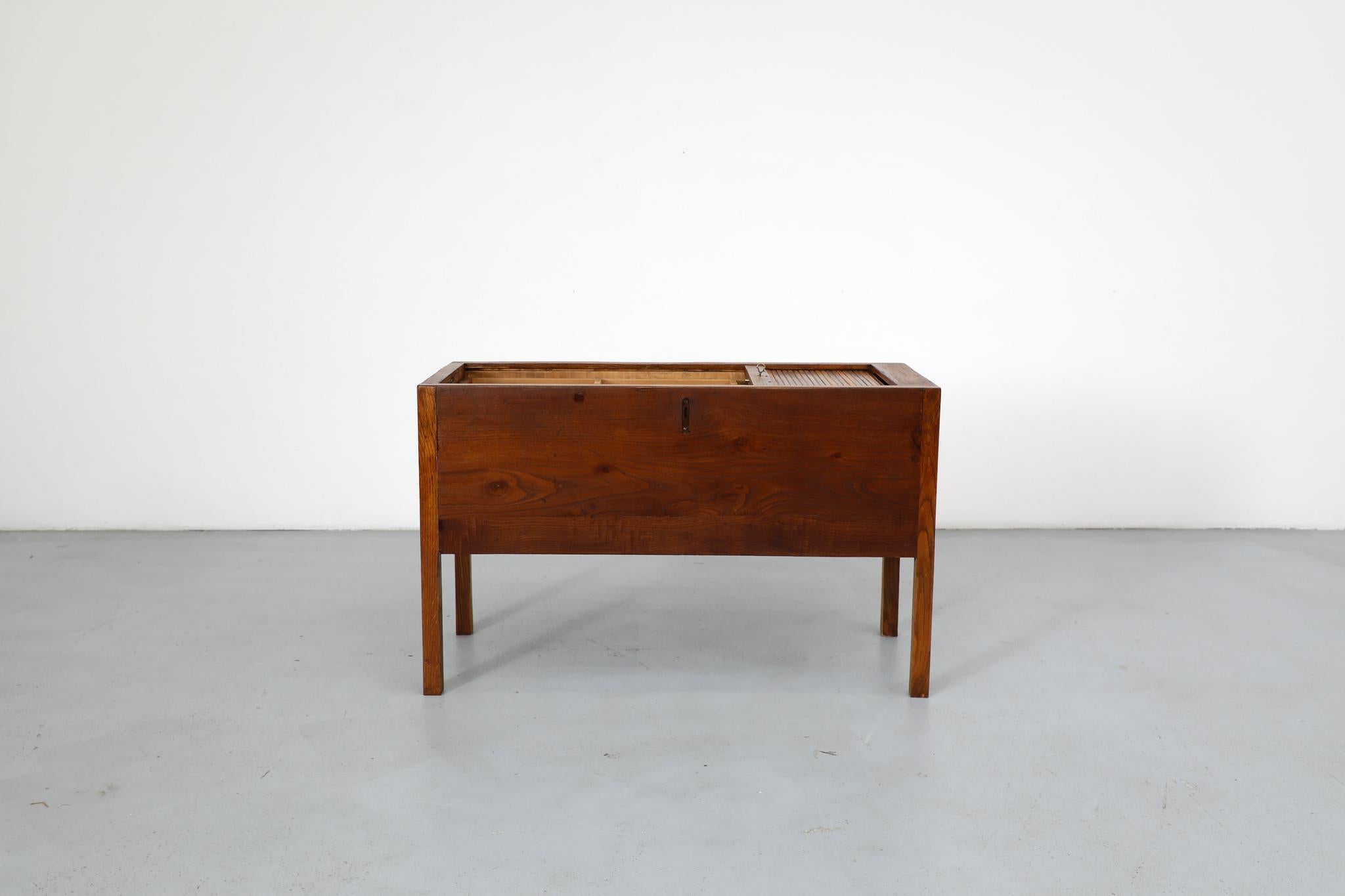 Gio Ponti Style Horizontal Tambour Storage Cabinet with Key For Sale 1