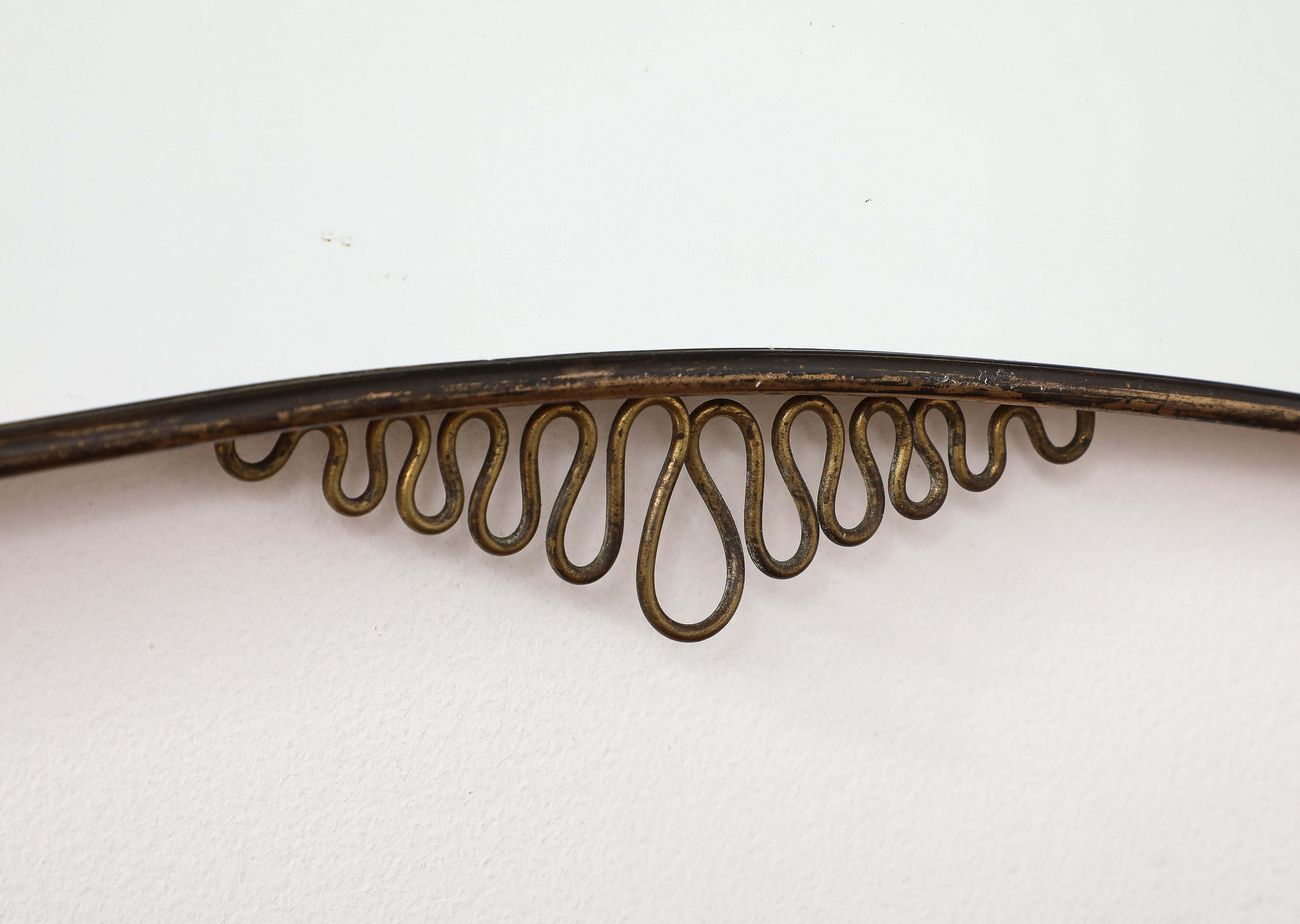 Gio Ponti Stil Italienisch Messing Modernist abgeschrägten Spiegel, Coronets, Italien, 1950er Jahre 2