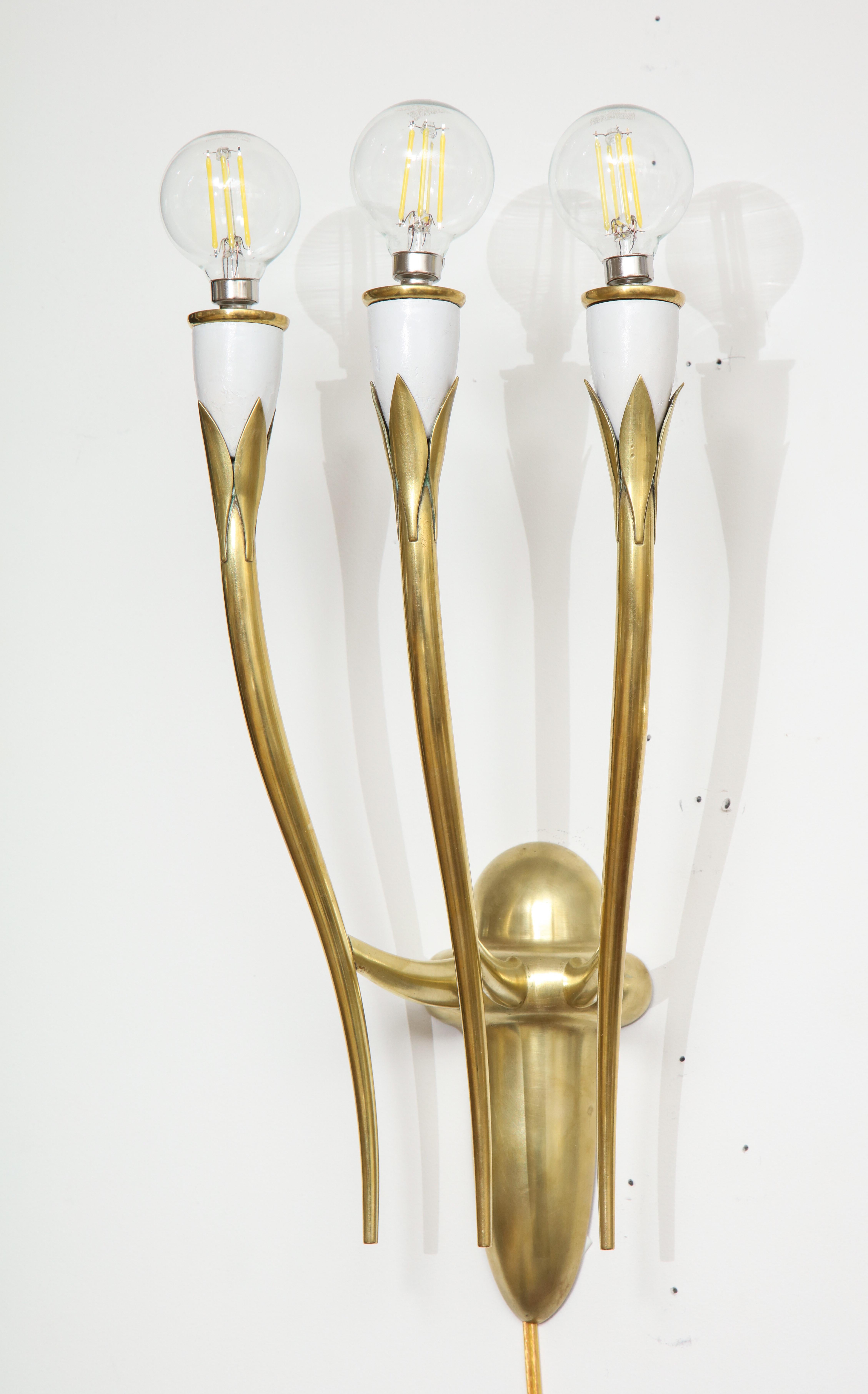 Mid-Century Modern Gio Ponti Style Italian Brass Sconces