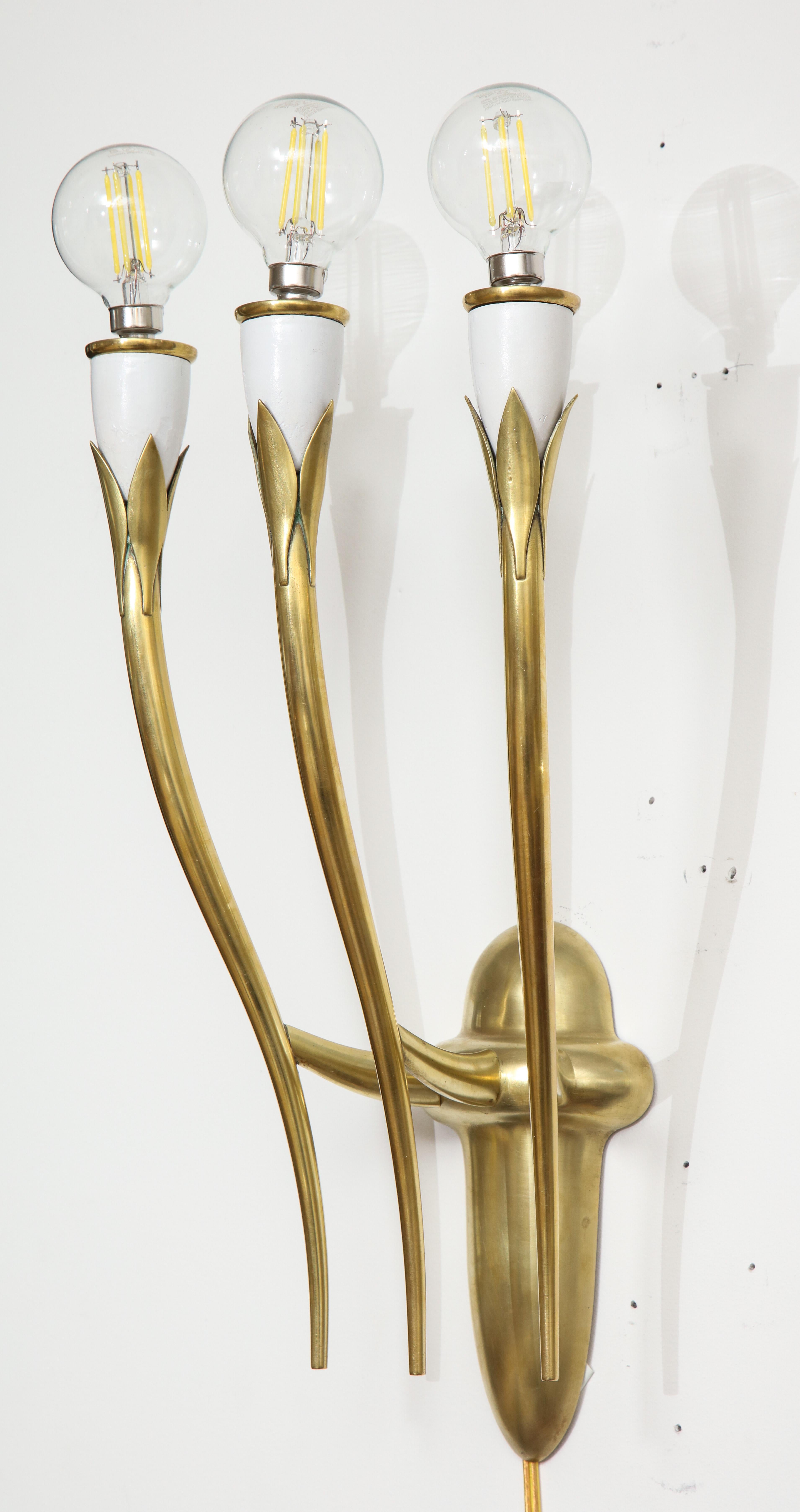 Mid-20th Century Gio Ponti Style Italian Brass Sconces