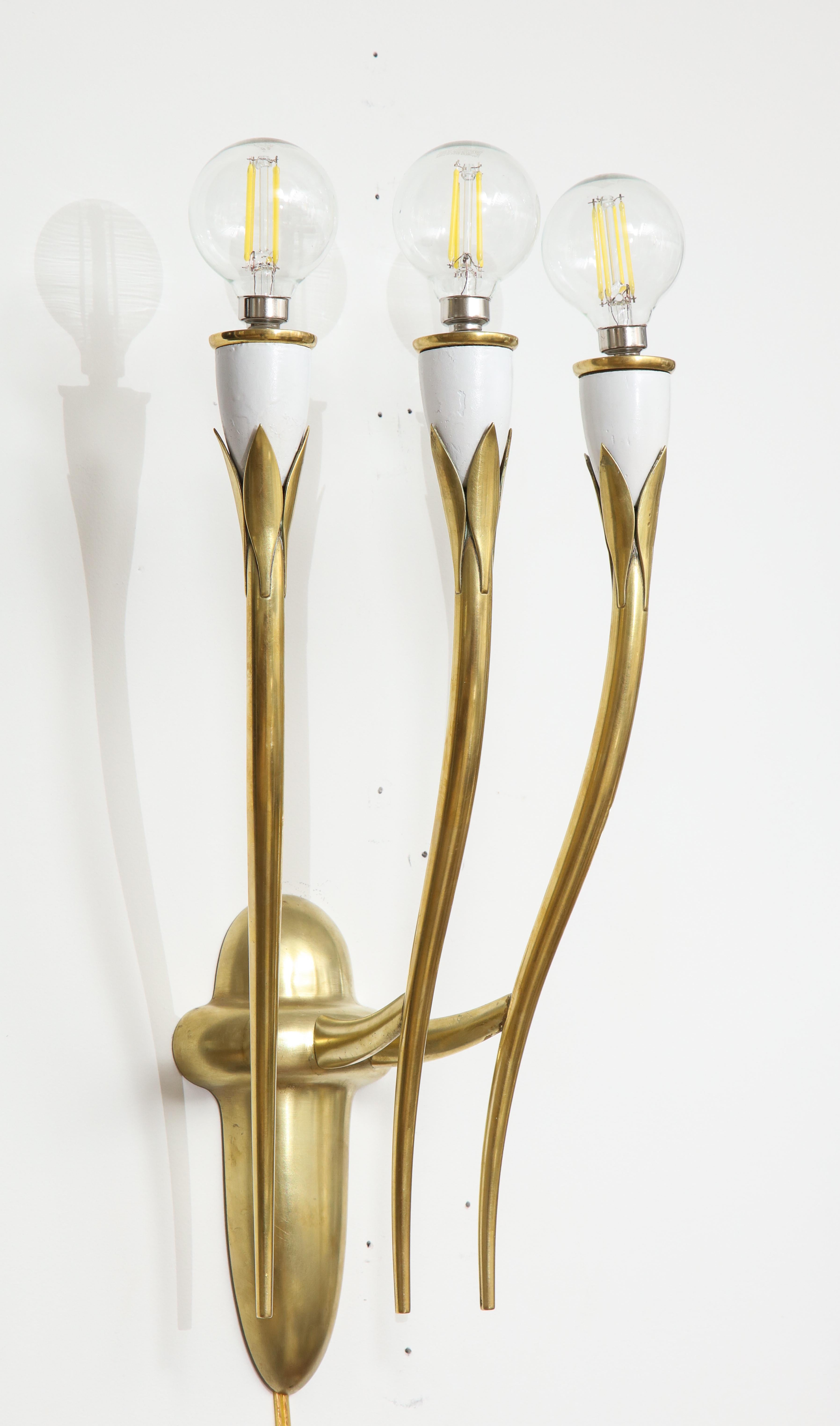 Gio Ponti Style Italian Brass Sconces 1