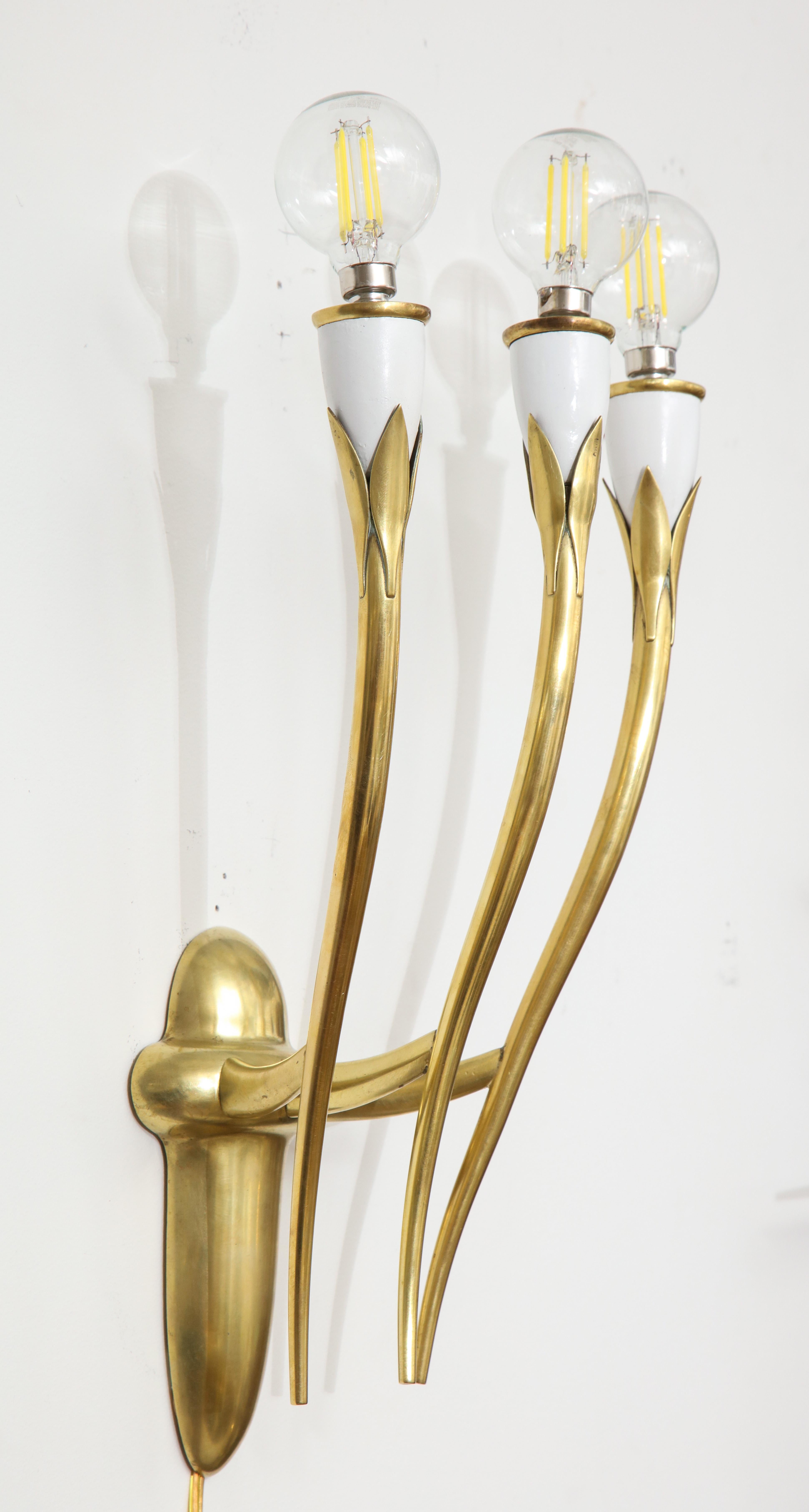 Gio Ponti Style Italian Brass Sconces 4