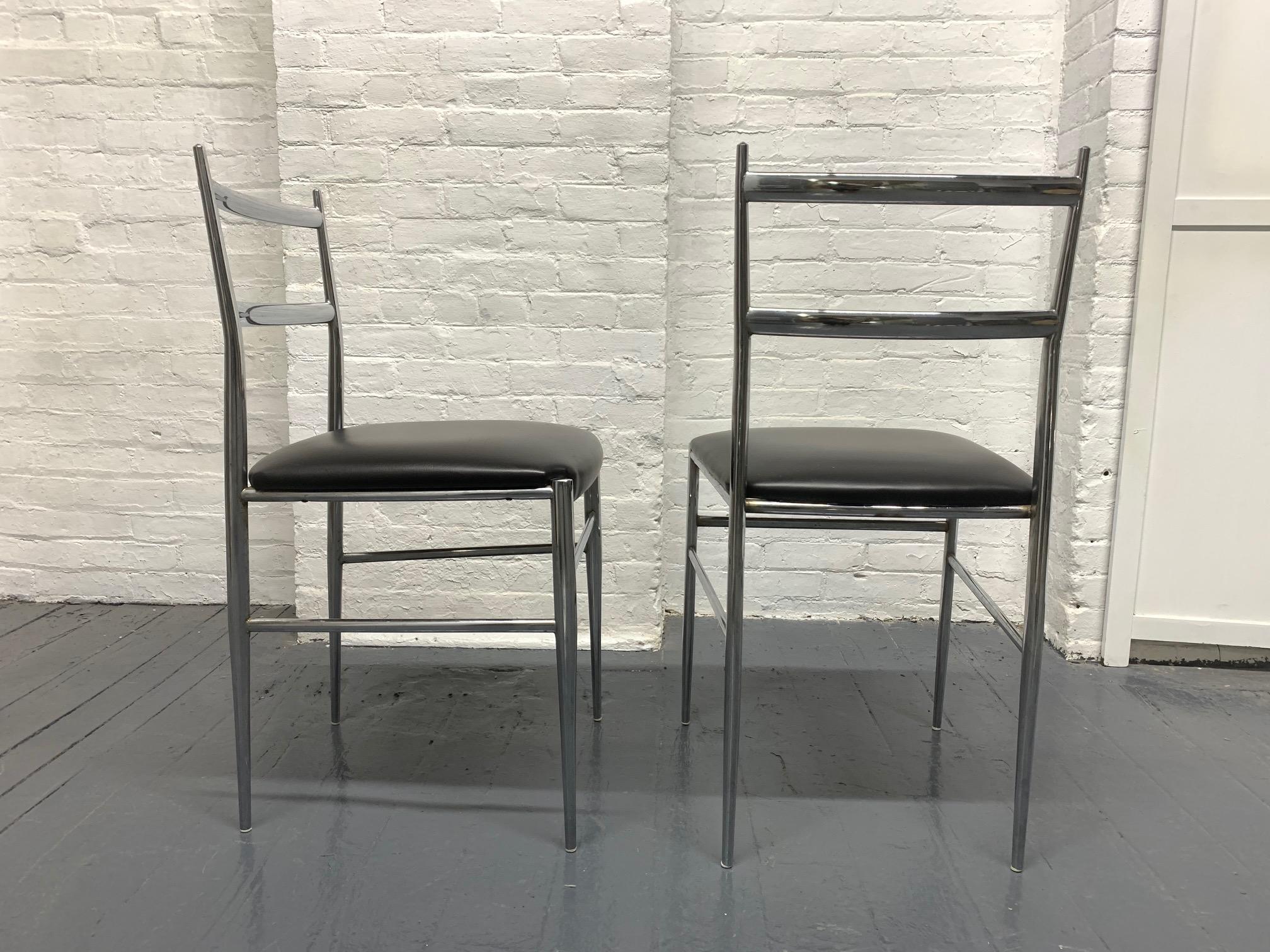 Mid-Century Modern Gio Ponti Style Italian Chrome Chairs