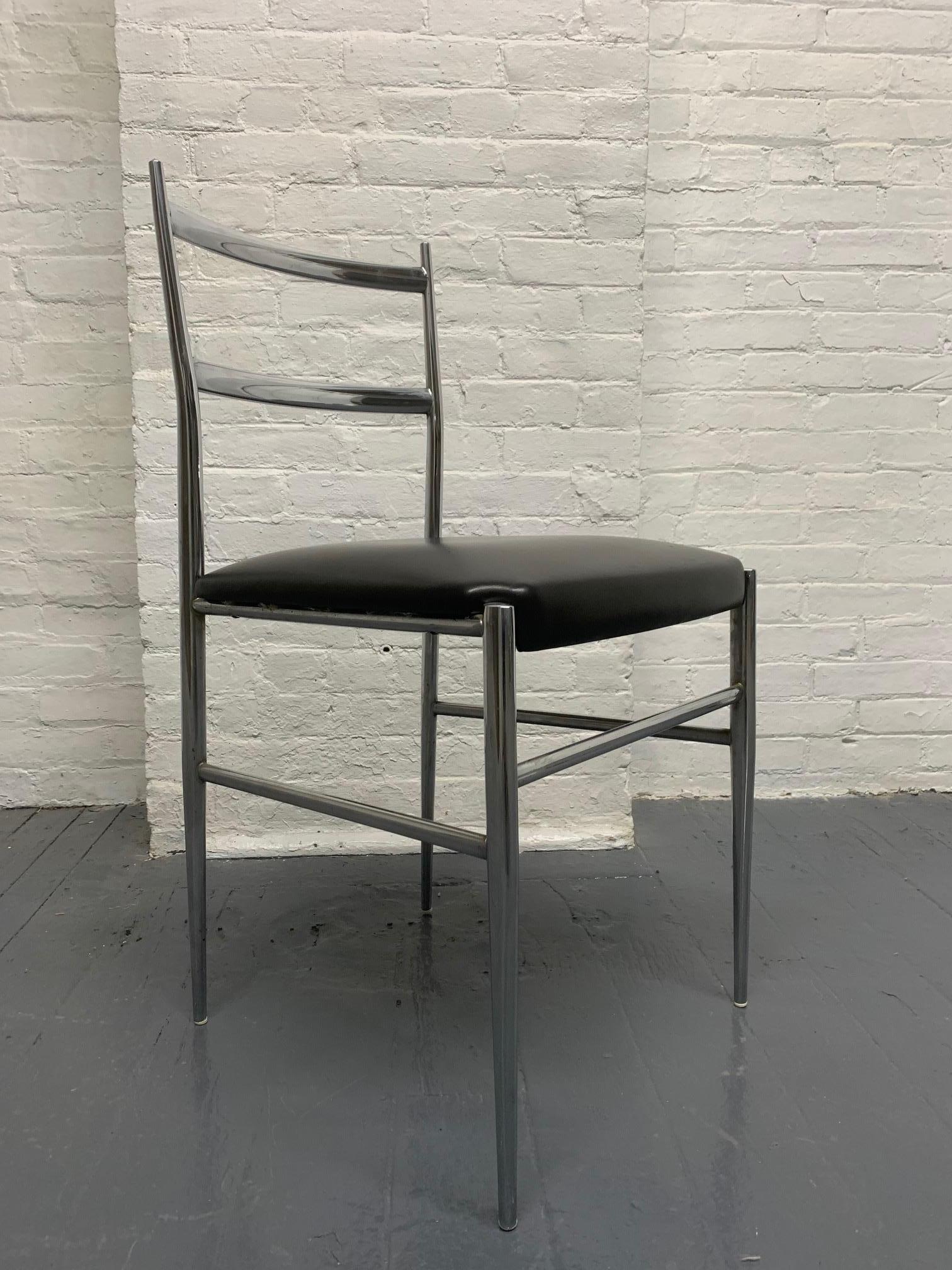 Gio Ponti Style Italian Chrome Chairs In Good Condition In New York, NY