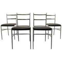 Gio Ponti Style Italian Chrome Chairs