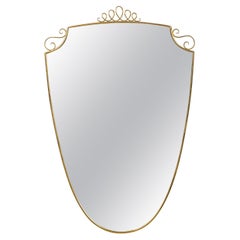 Gio Ponti Style Italian Mid-Century Gold Shield shaped Wall Mirror